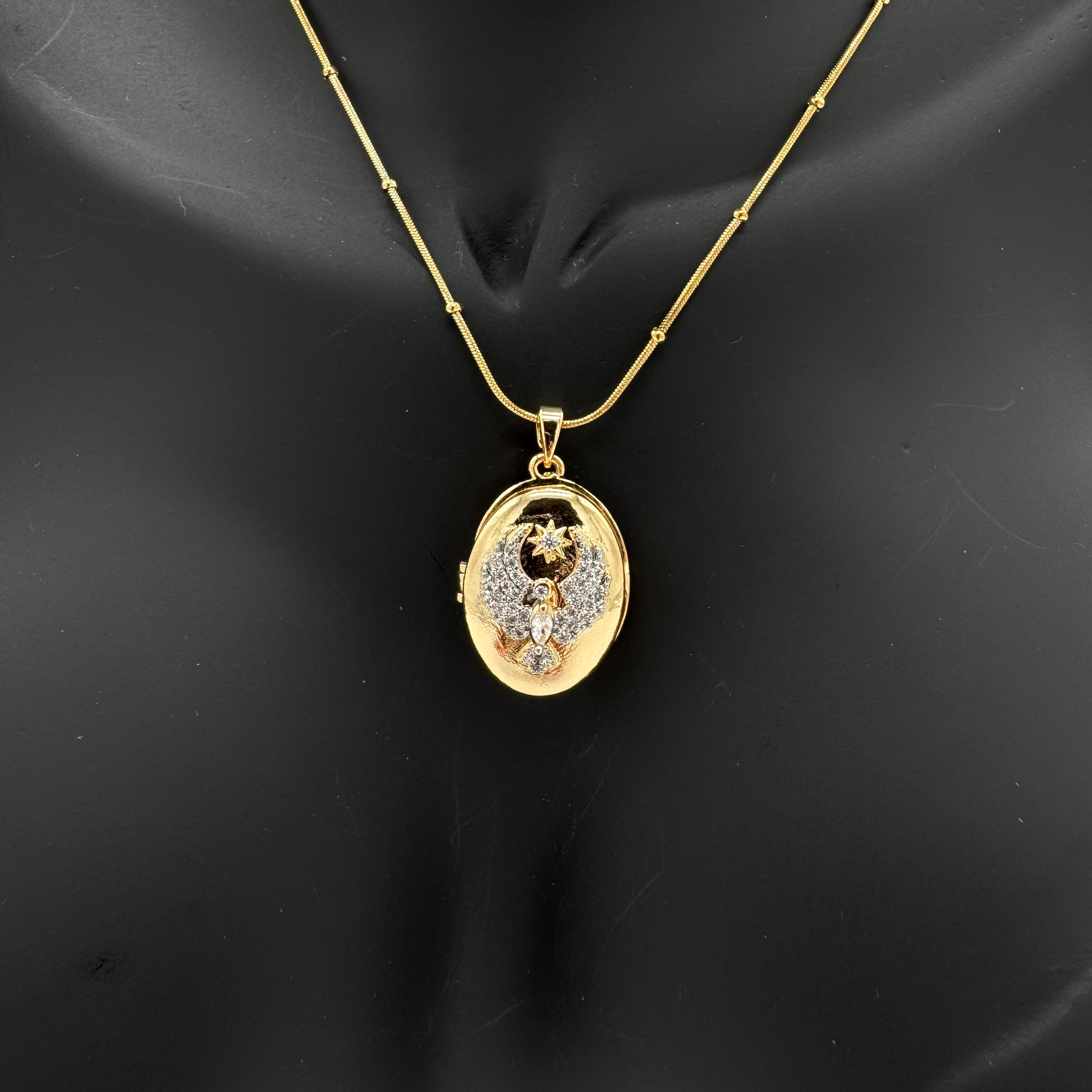 Çelik Gold Zincir Detaylı Arya Kolye  - Gold