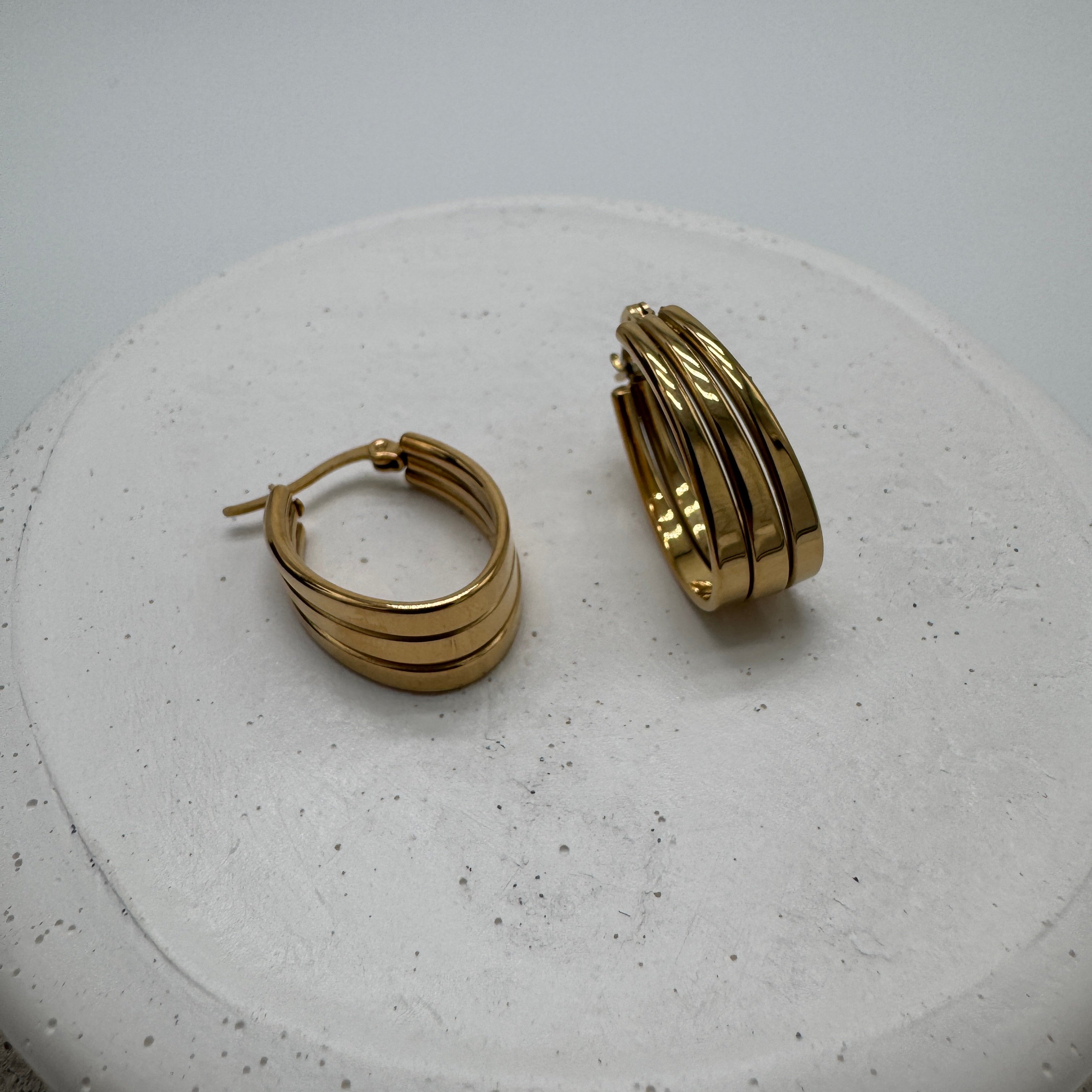 Çelik Gold Oval Küpe  - Gold