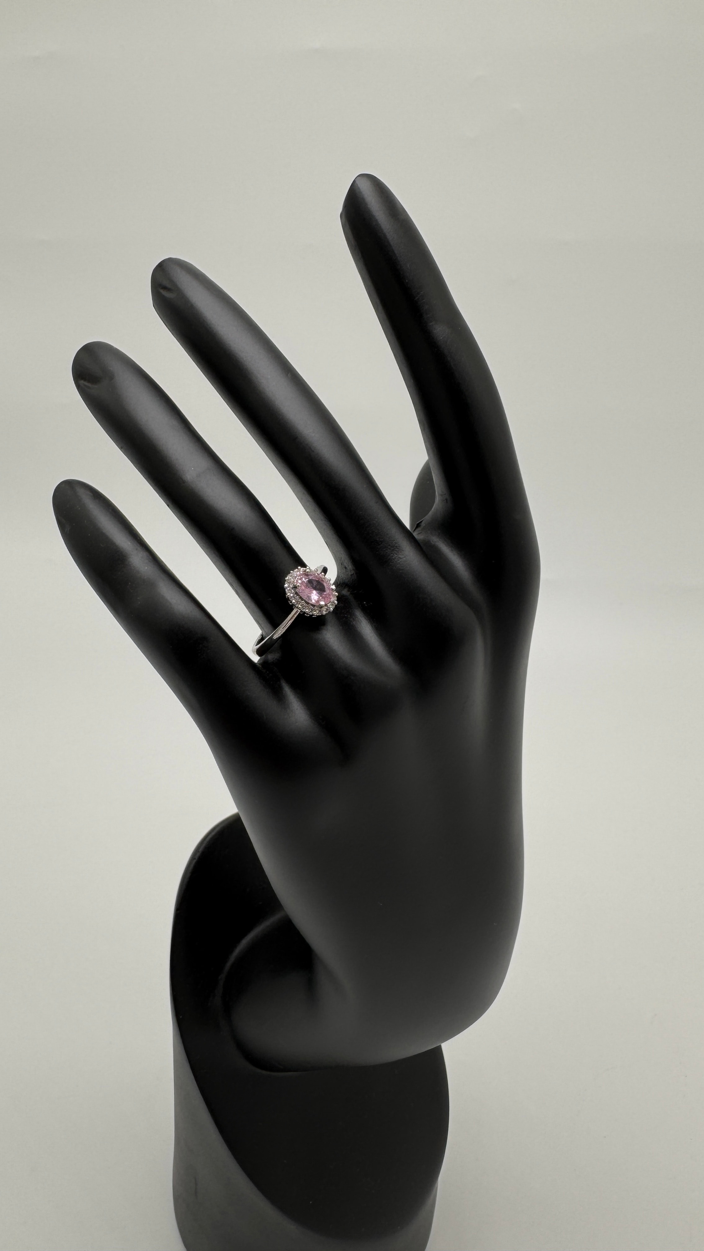 Silver Roselle Pembe Taşlı Oval Yüzük - Silver