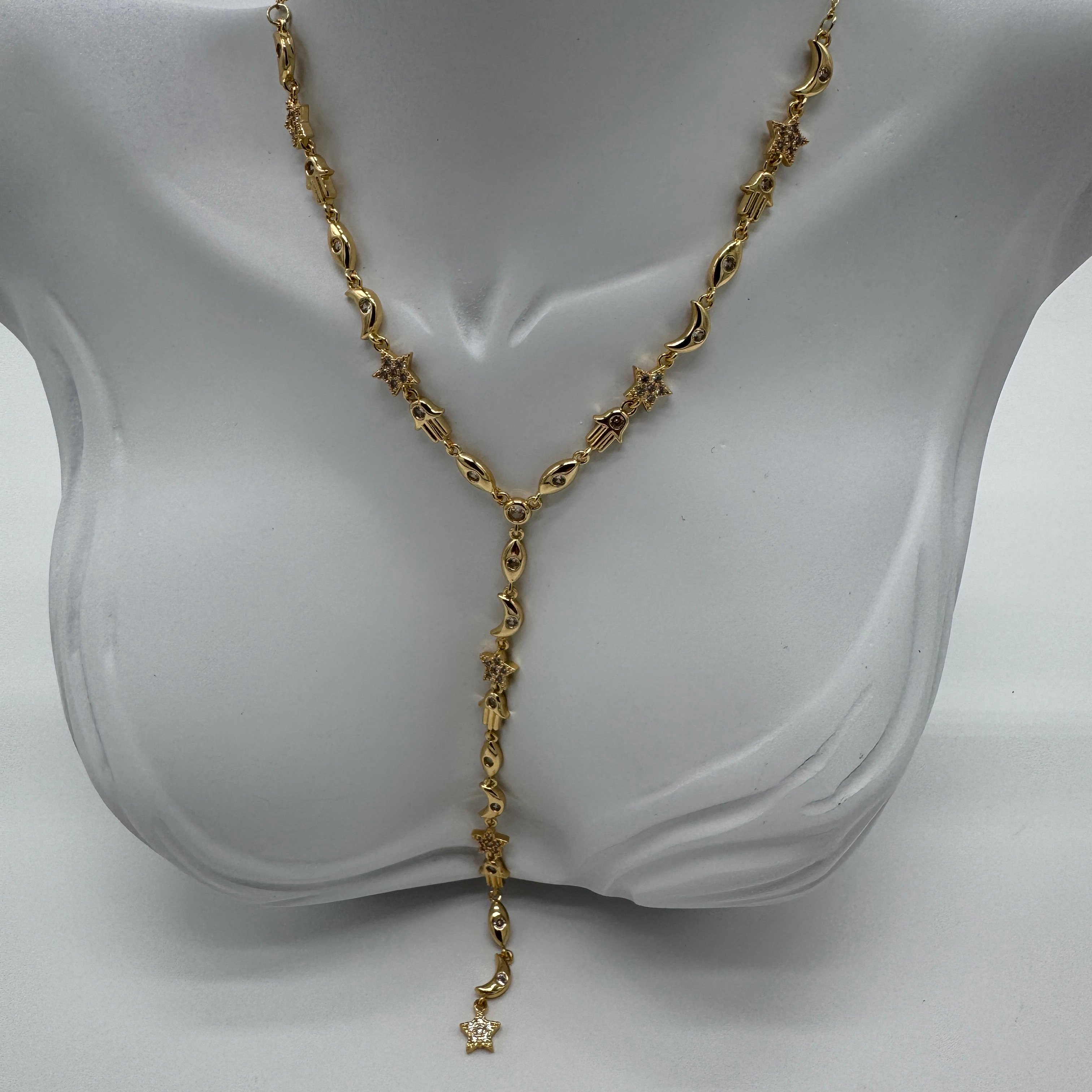 Özel Seri Uzun Vintage Trend Y Kolye  - Gold