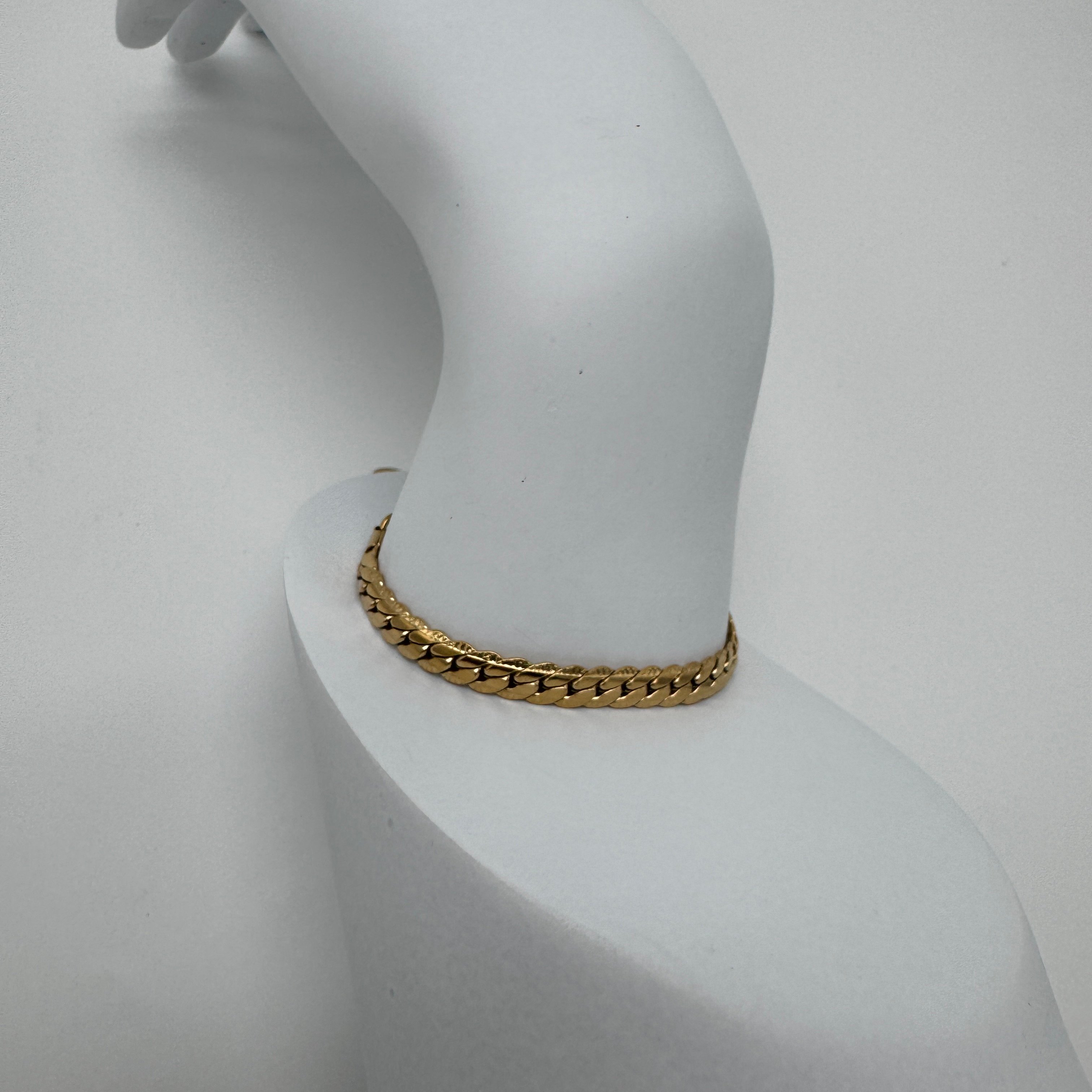 Çelik Gold Unisex Kalın Zincir Detay Bileklik - Gold