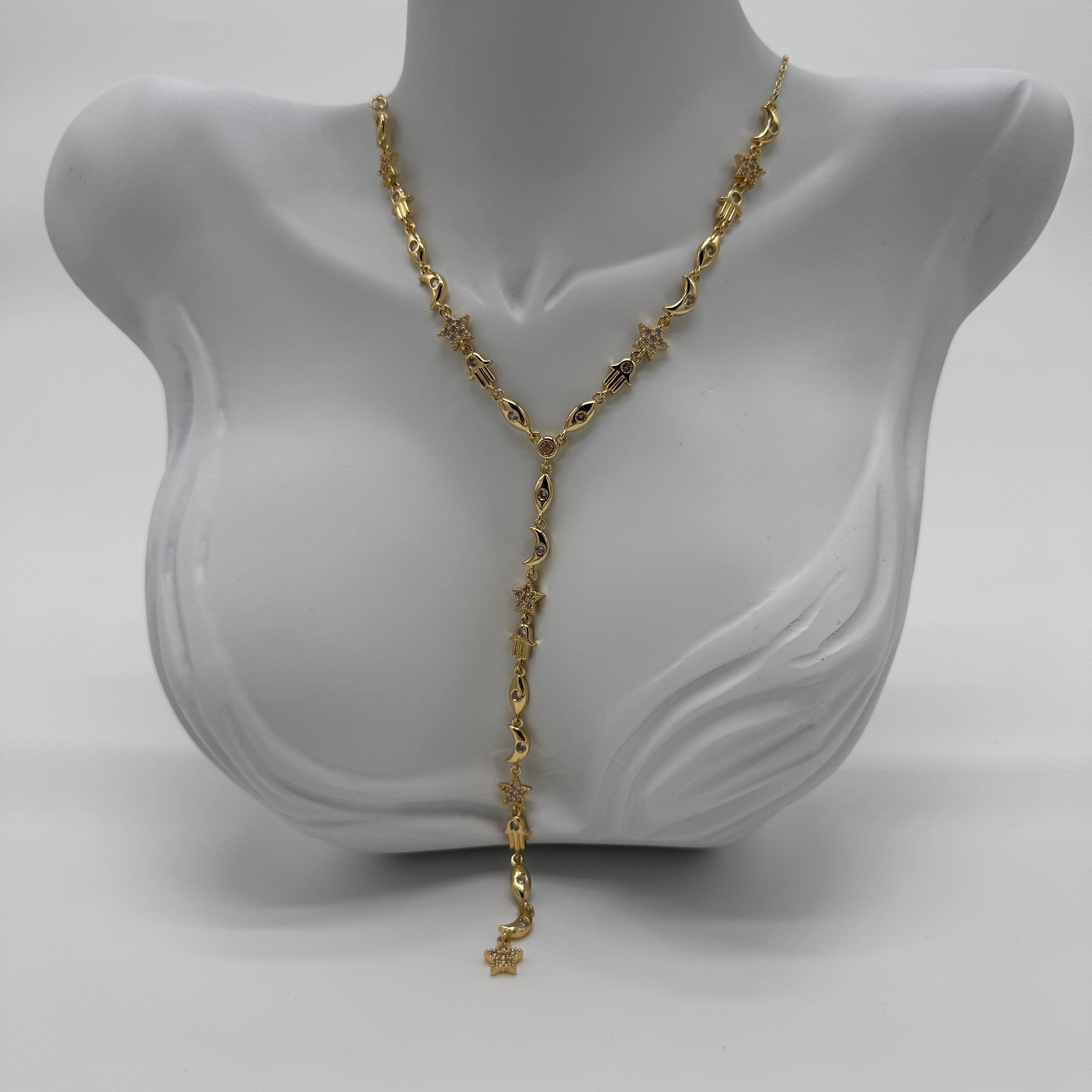 Özel Seri Uzun Vintage Trend Y Kolye  - Gold