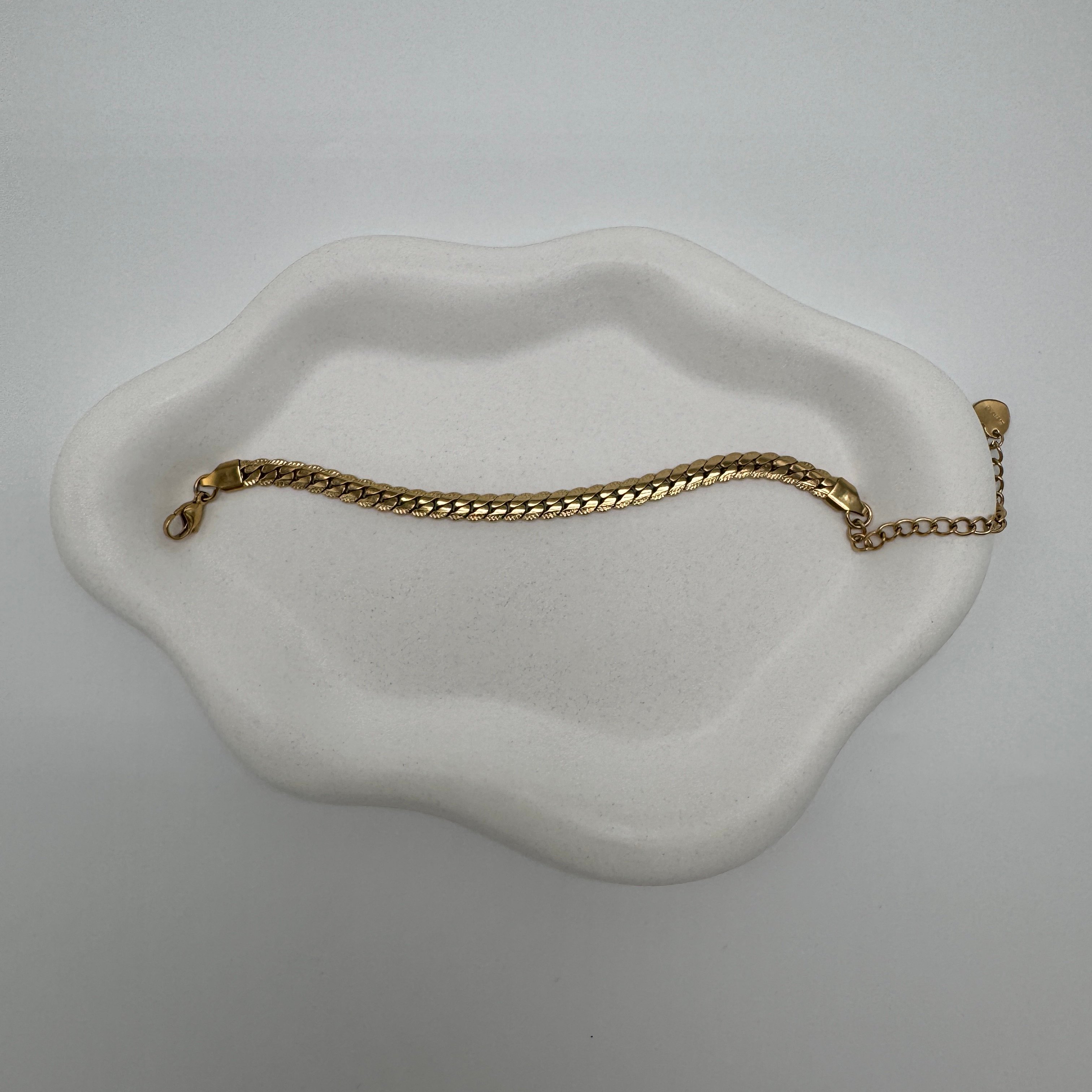 Çelik Gold Unisex Kalın Zincir Detay Bileklik - Gold