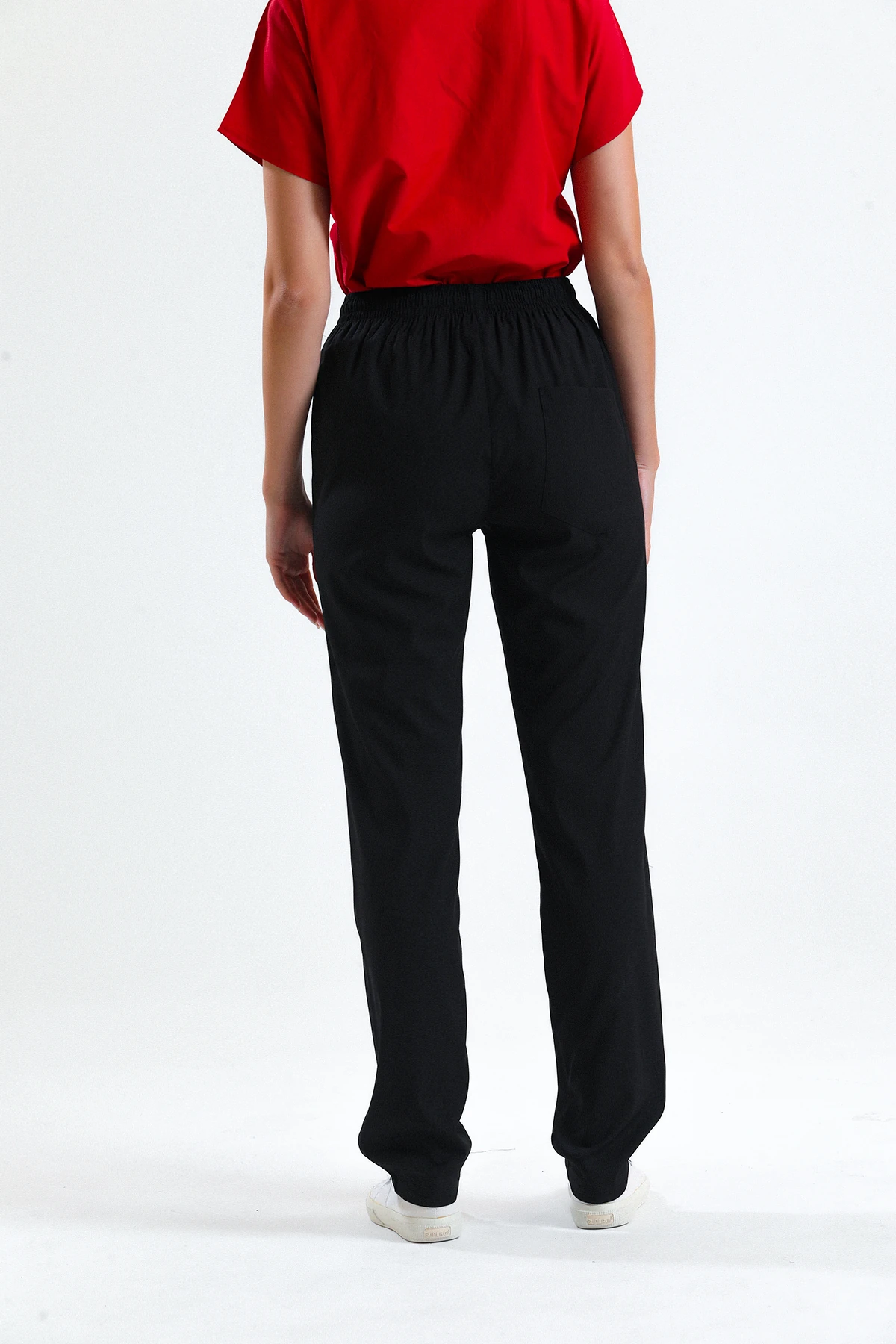 Siyah Scrubs Tek Alt – Likralı ve Nefes Alabilir Medikal Doktor ve Hemşire Forması