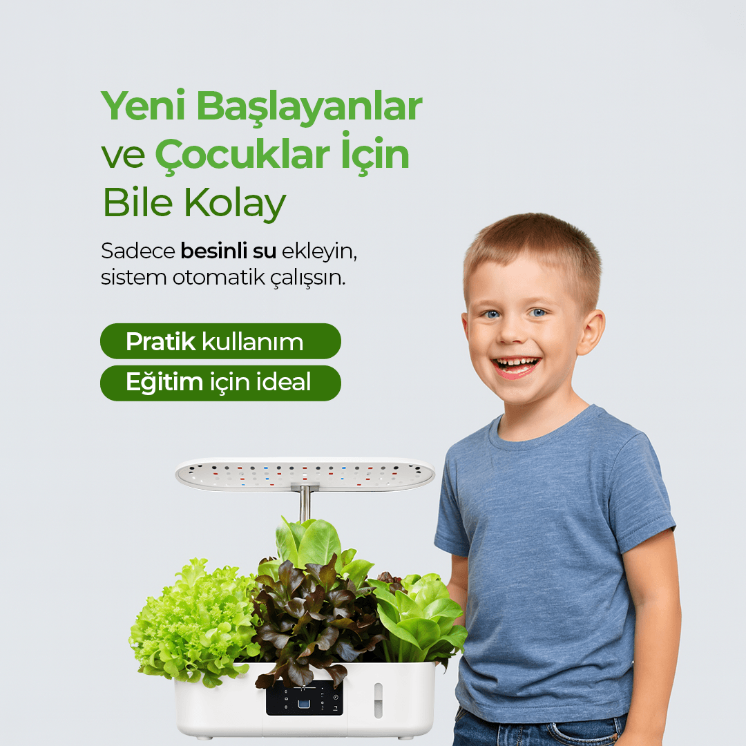 İç mekan Ledli Hidroponik Hobi Seti Beyaz renk