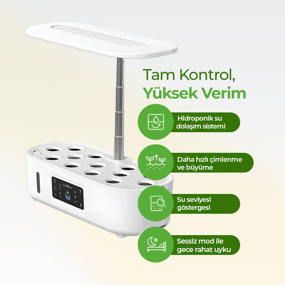 İç mekan Ledli Hidroponik Hobi Seti Beyaz renk