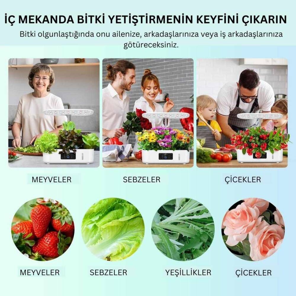 İç mekan Ledli Hidroponik Hobi Seti Beyaz renk