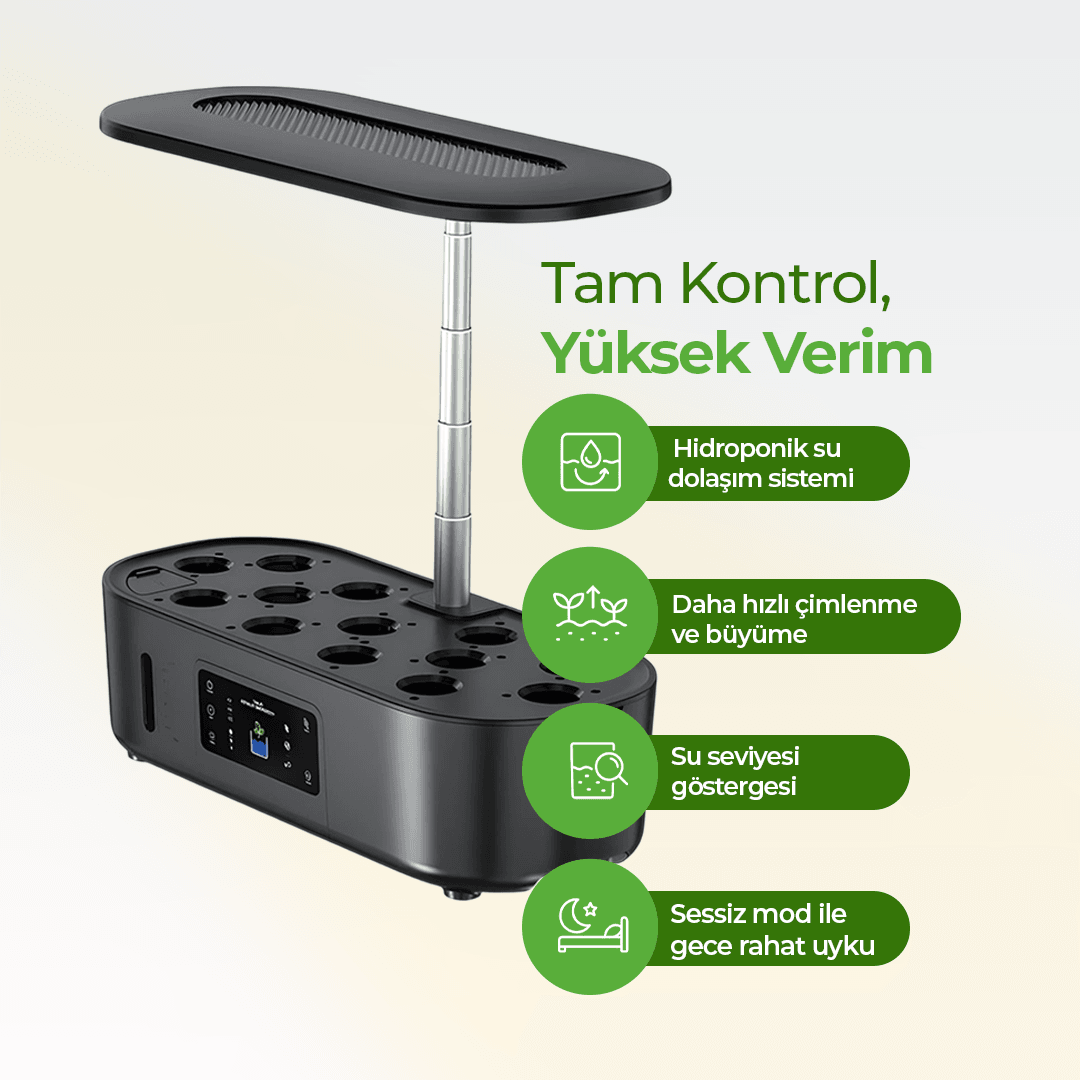 İç Mekan Ledli Hidroponik Hobi Seti Siyah renk
