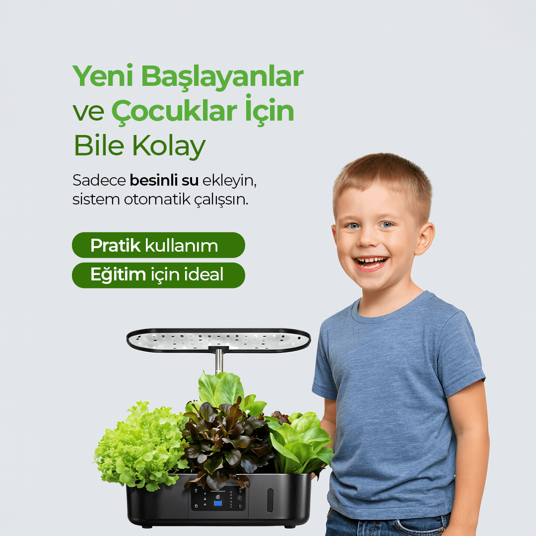 İç Mekan Ledli Hidroponik Hobi Seti Siyah renk