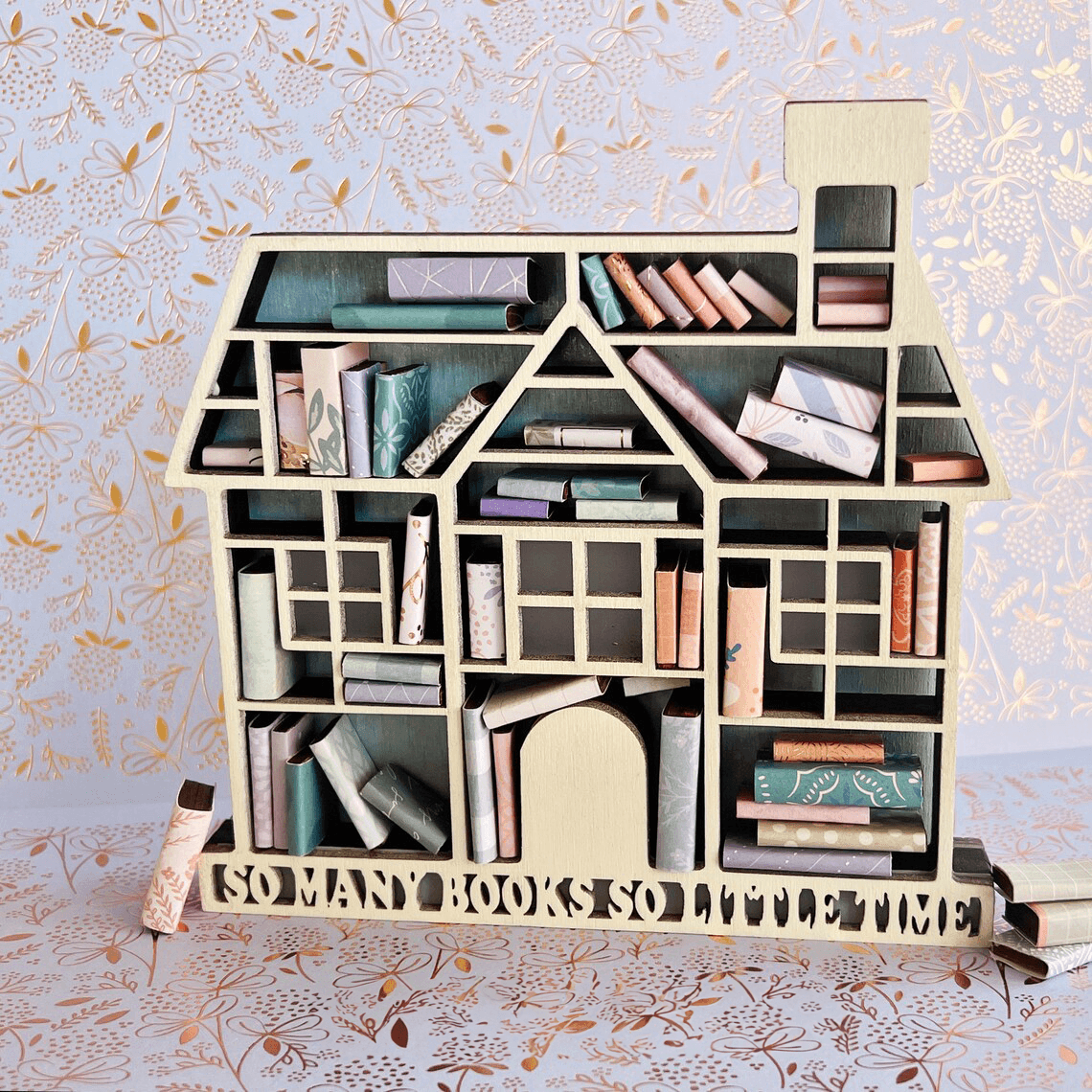 Timber Scent Portal Craft House Bookshelf Mini Ahşap Kitaplık