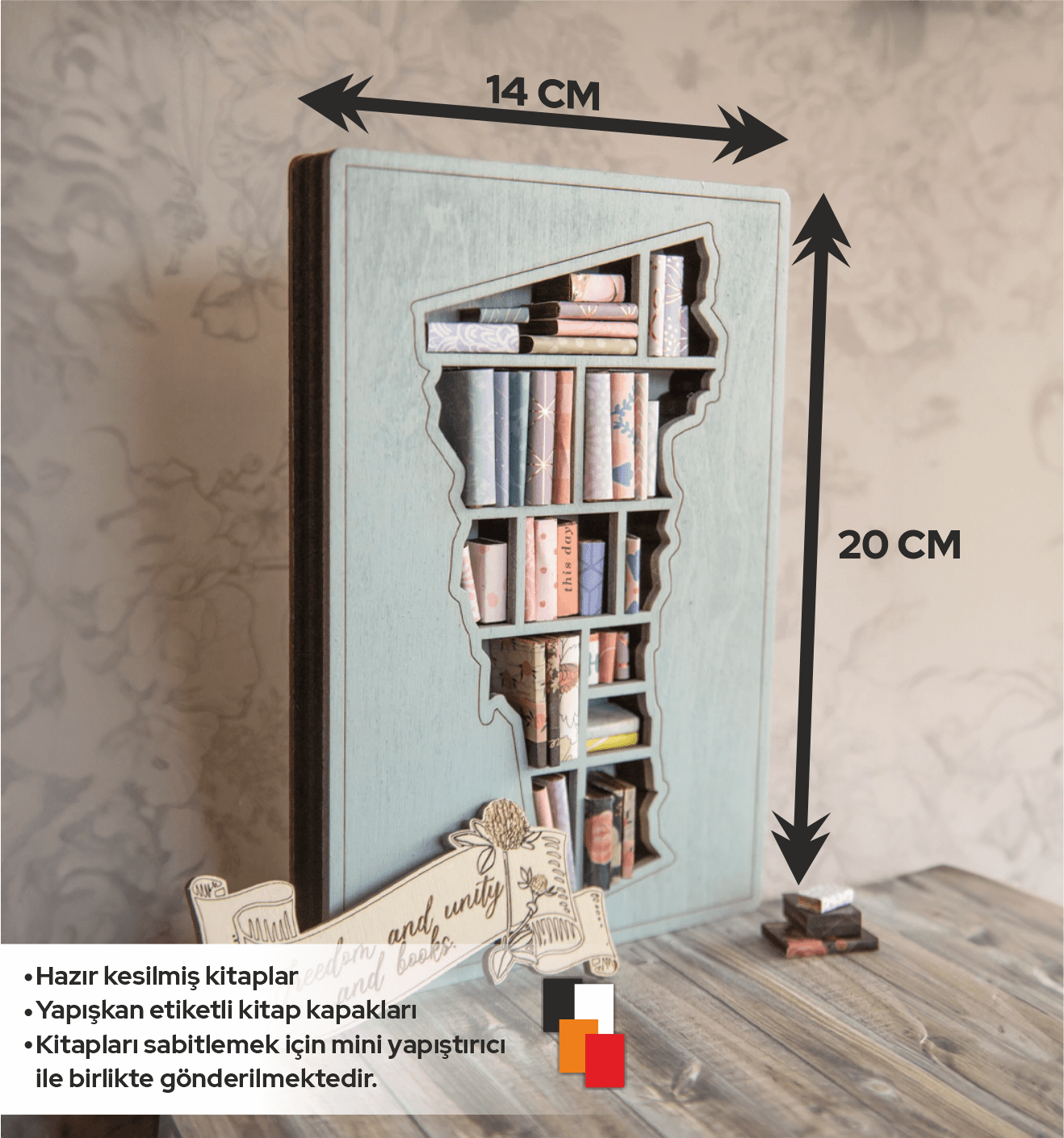 Timber Scent Portal Craft Freedom Bookshelf Mini Ahşap Kitaplık