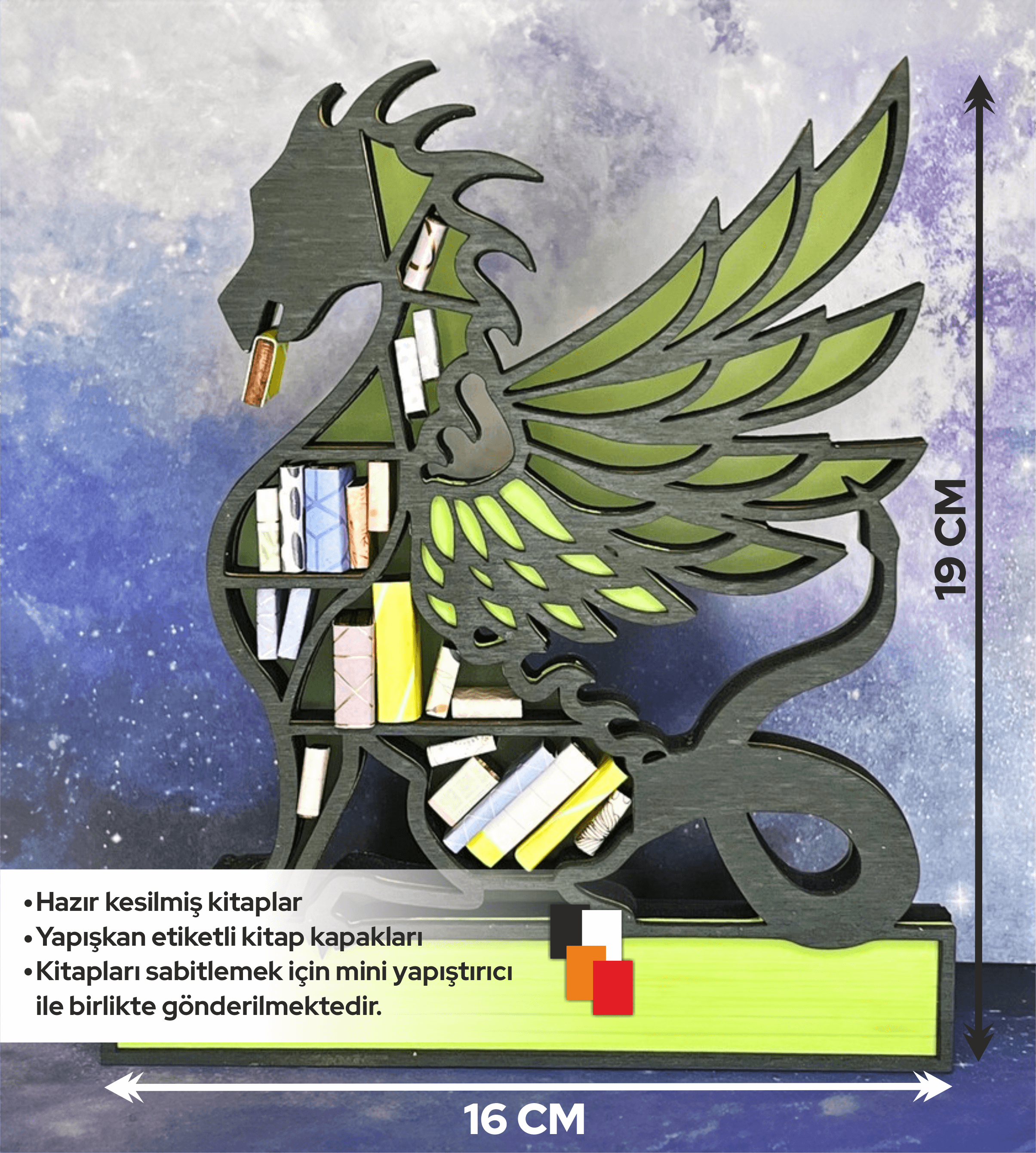Timber Scent Portal Craft Dragon Mini Ahşap Kitaplık