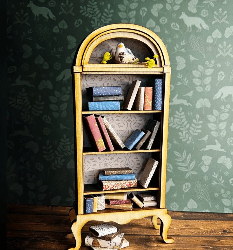 Timber Scent Portal Craft Retro Bookshelf Mini Ahşap Kitaplık