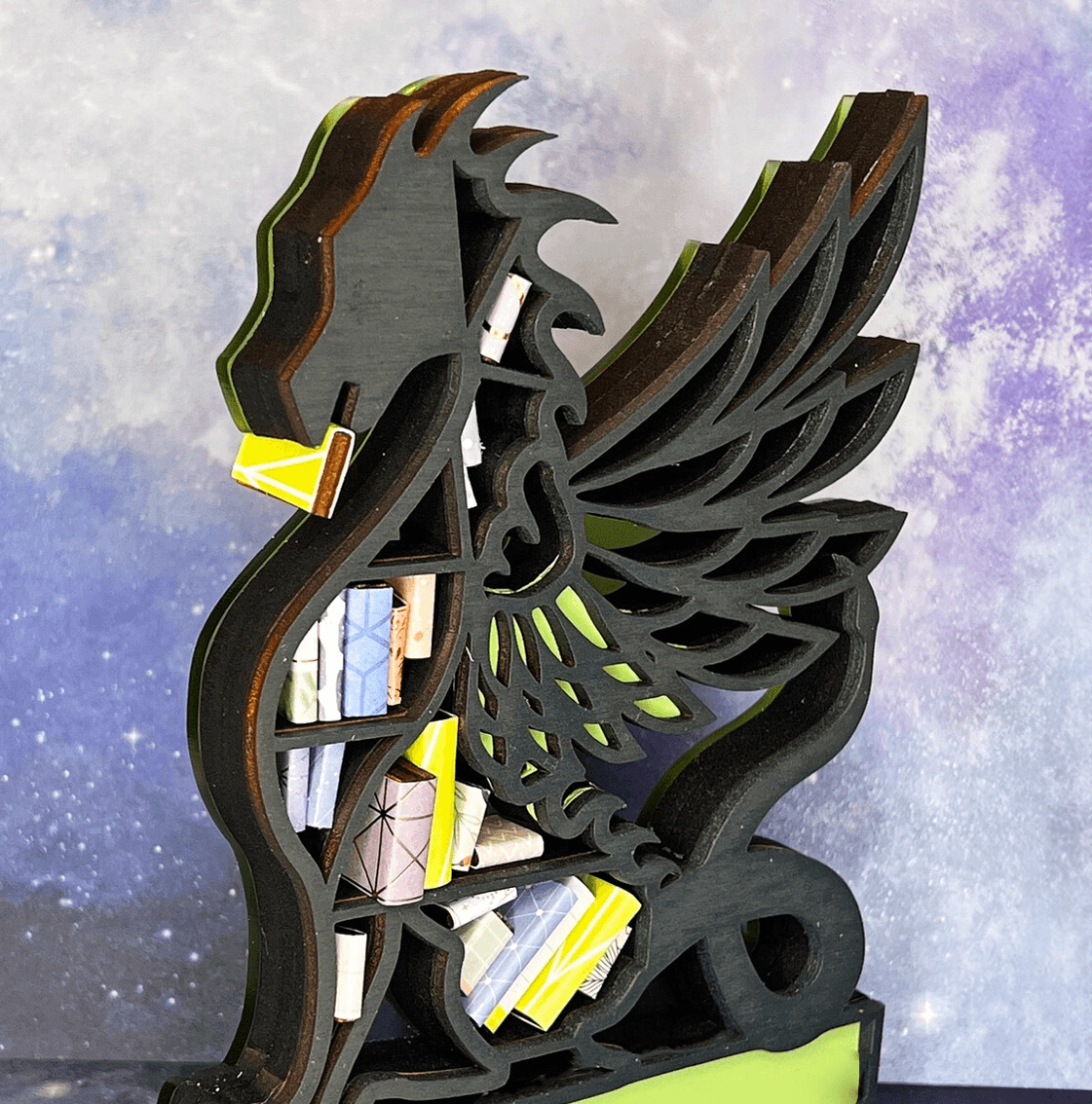 Timber Scent Portal Craft Dragon Mini Ahşap Kitaplık