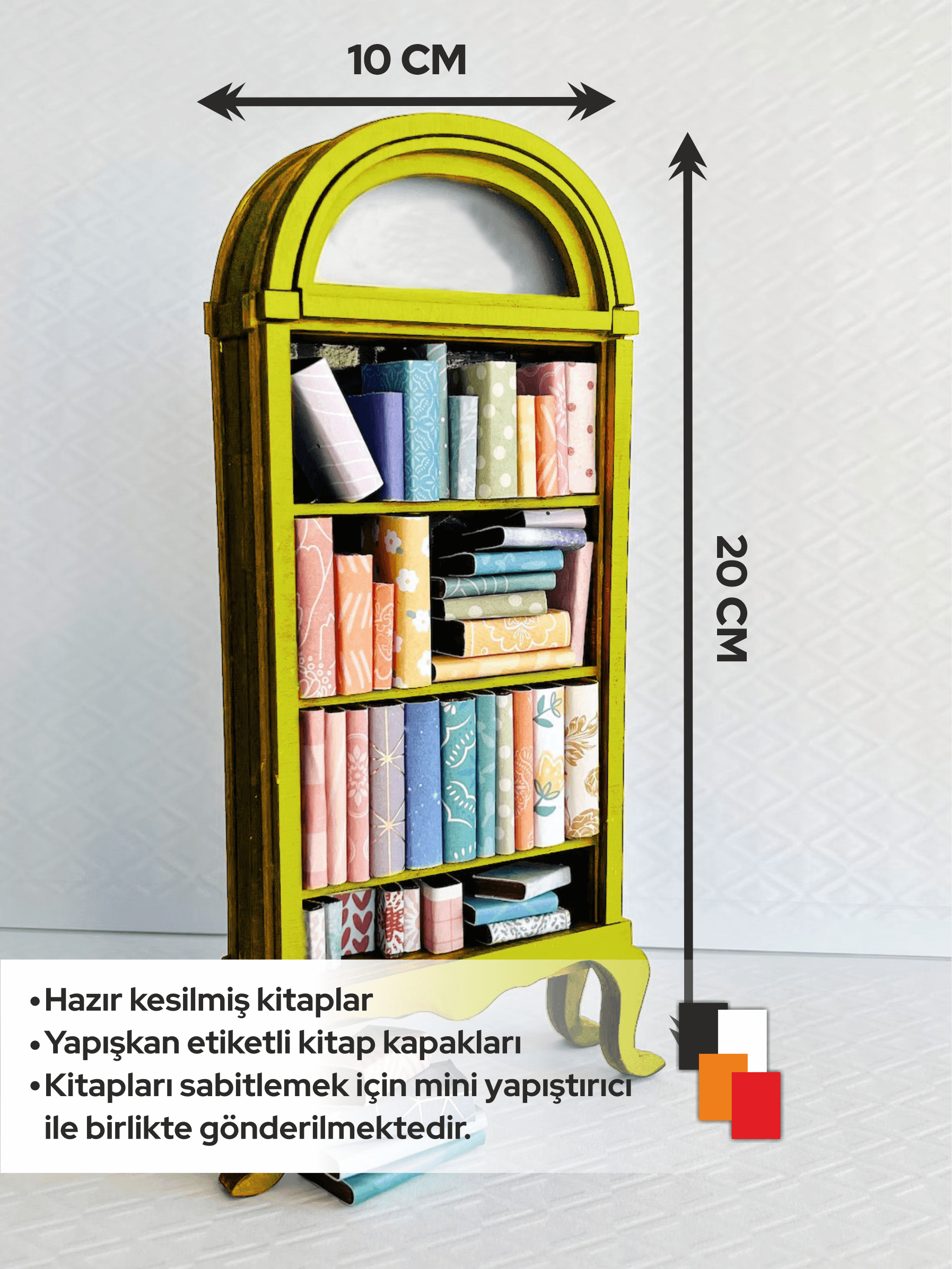 Timber Scent Portal Craft Retro Bookshelf Mini Ahşap Kitaplık