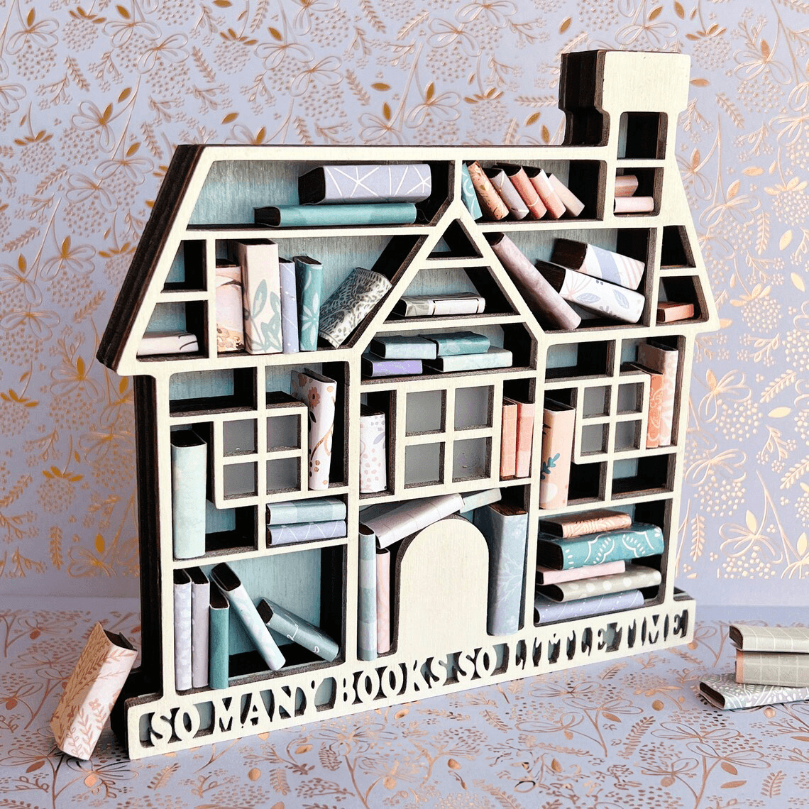 Timber Scent Portal Craft House Bookshelf Mini Ahşap Kitaplık