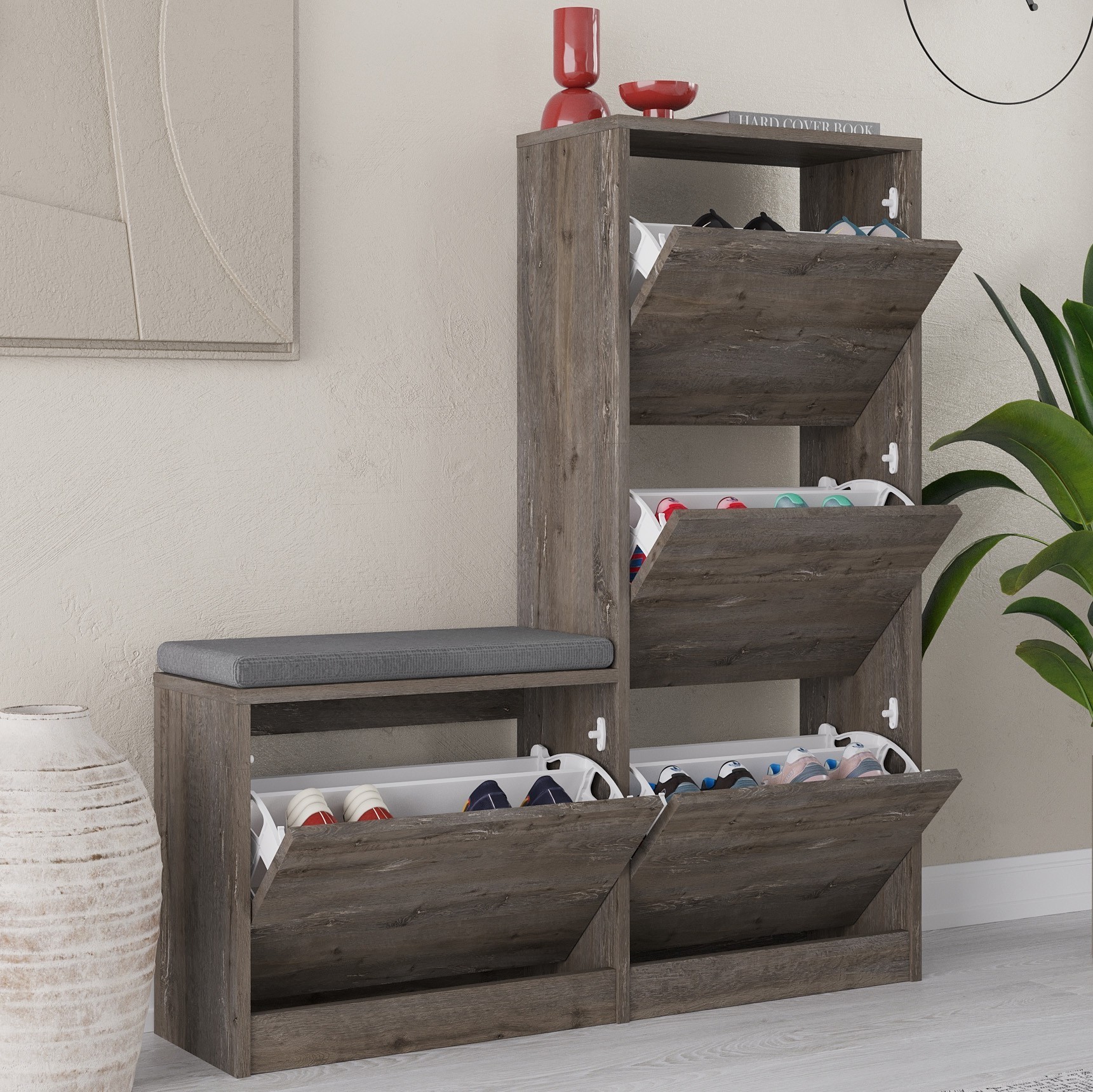 Dude Bench & Shoe Cabinet Retro Grey