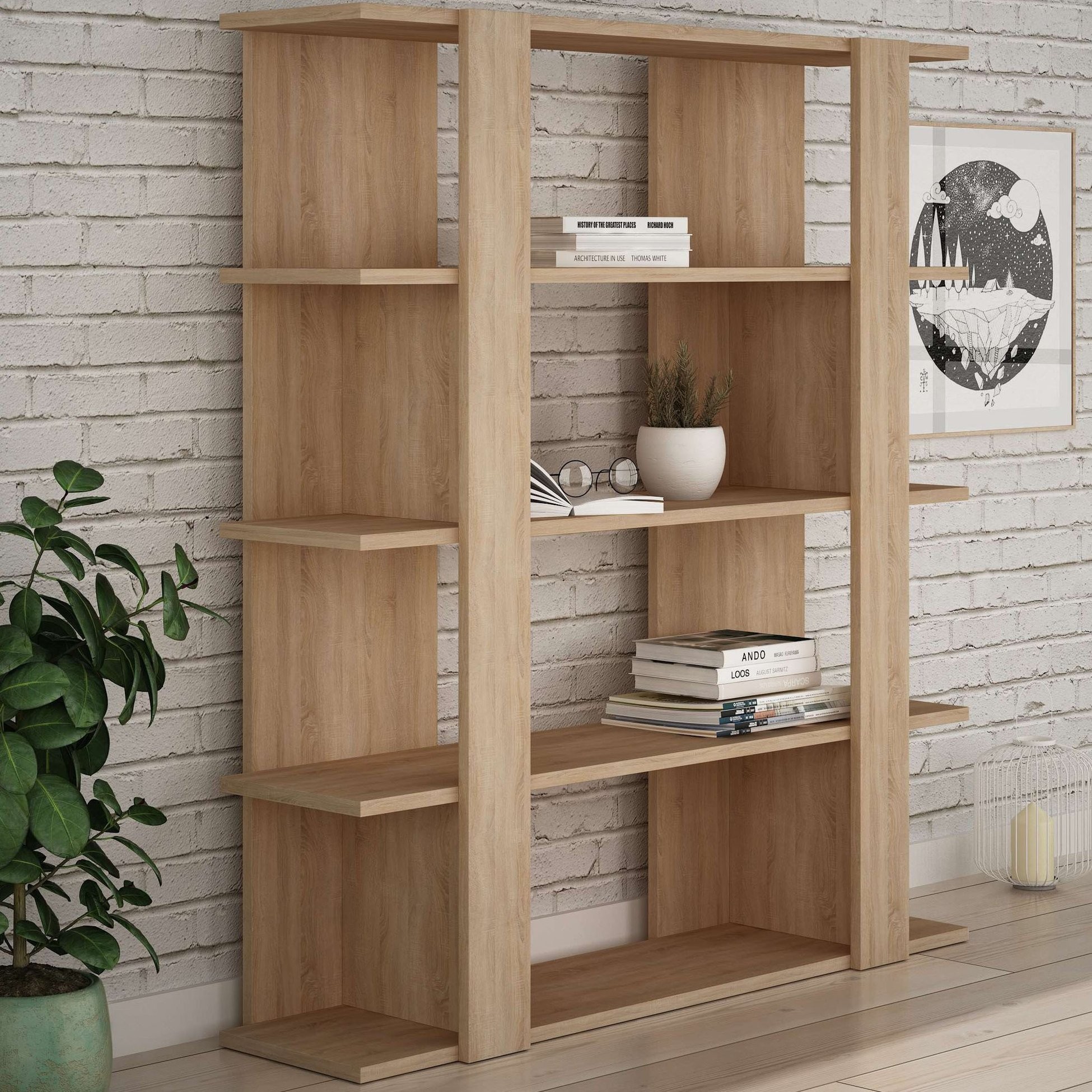 Tita Bookcase Anthracite - Oak
