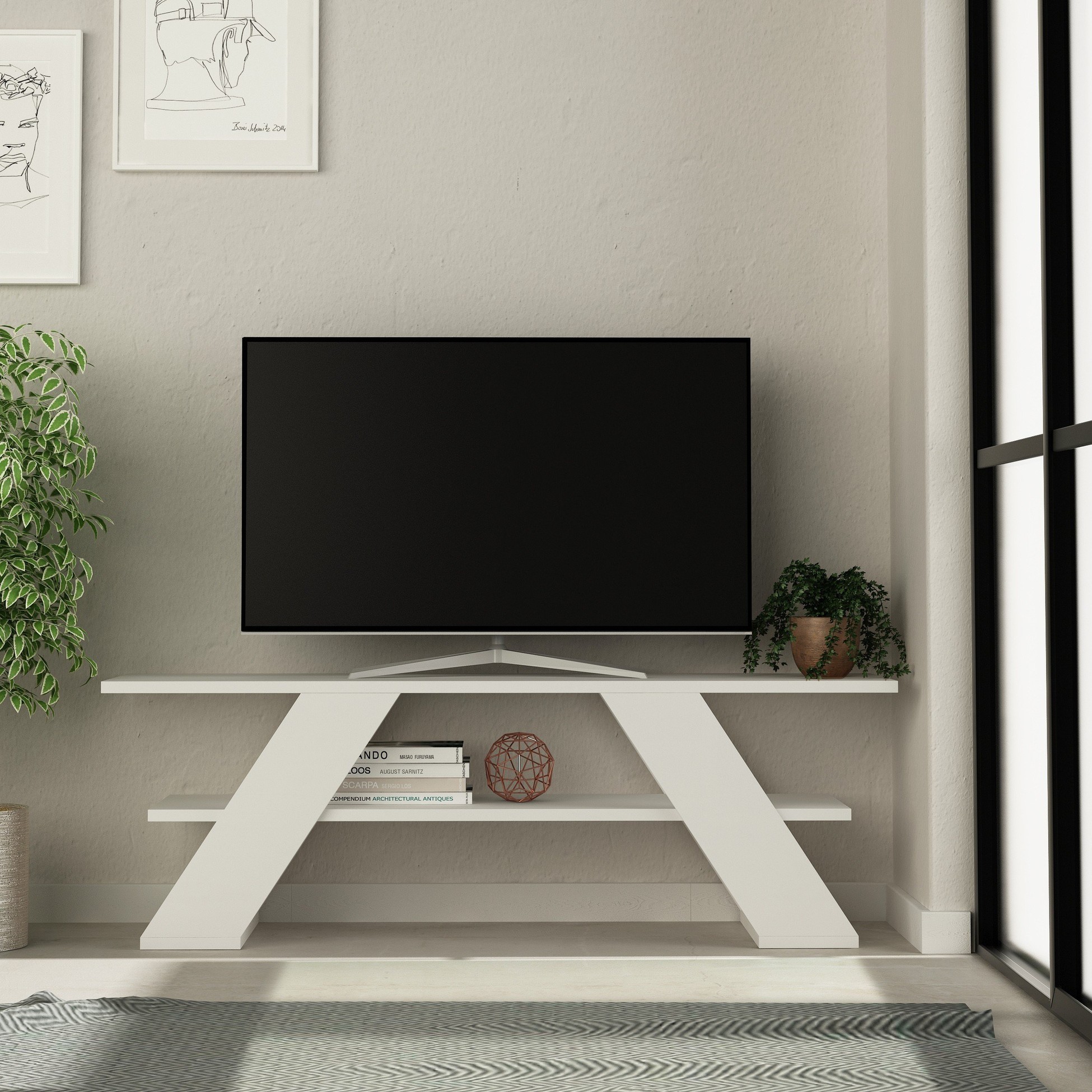 FARFALLA TV STAND - WHITE - M.TV.14130.2