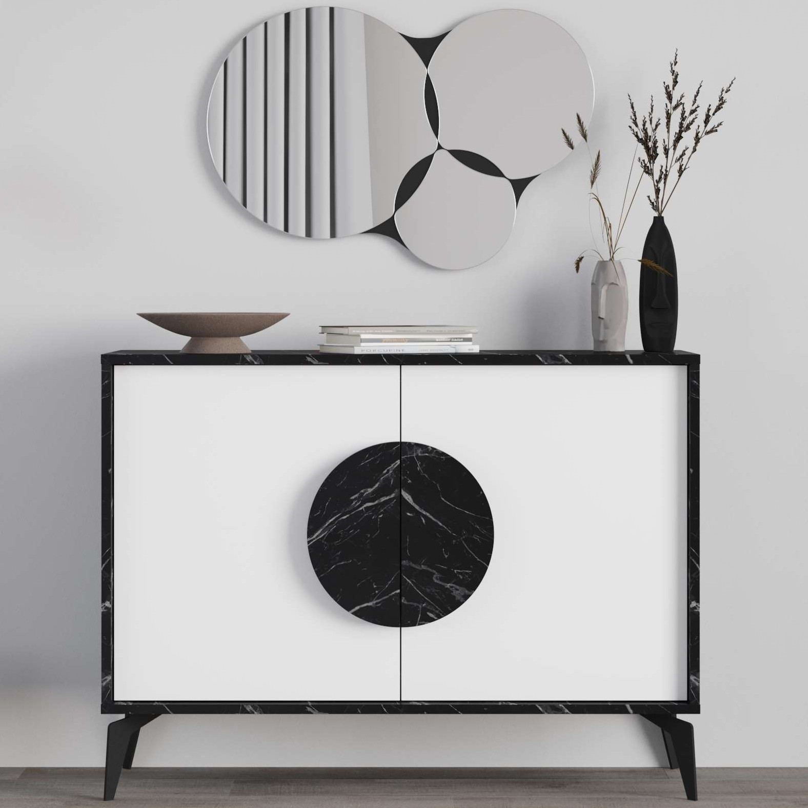 Gora Mirrored Konsol 180cm Light Mocha - White