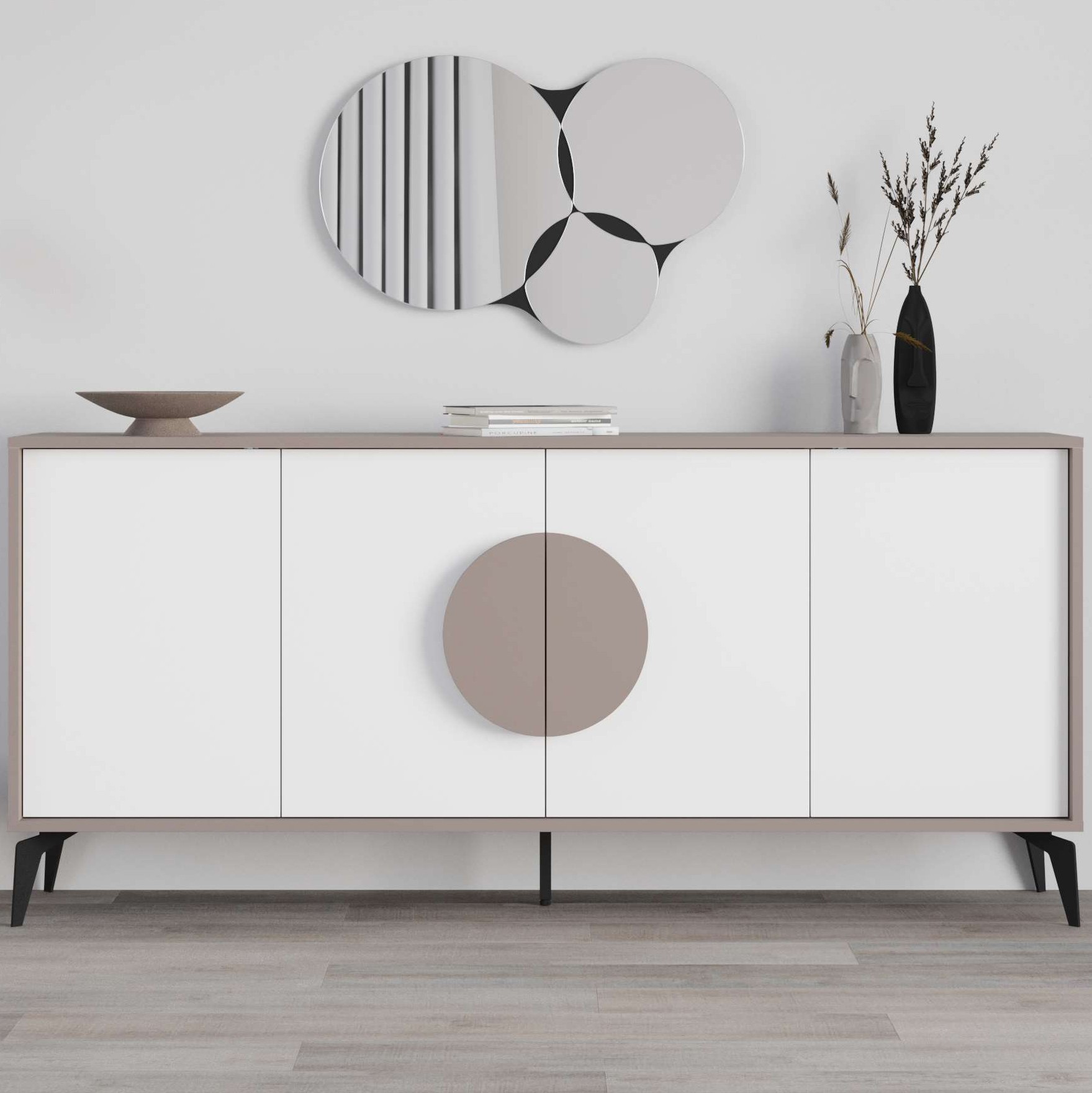 Gora Mirrored Konsol 180cm Sapphire Oak - Carrara