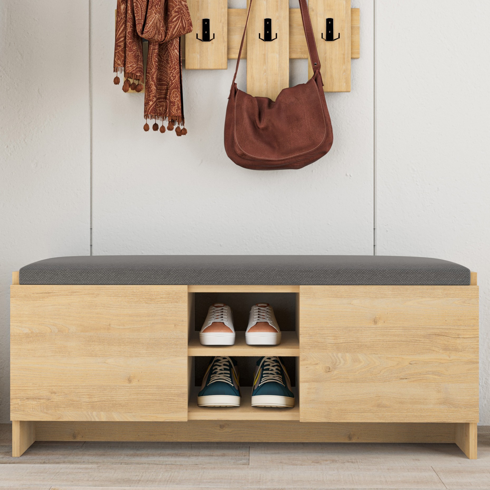 Dude Bench & Shoe Cabinet White