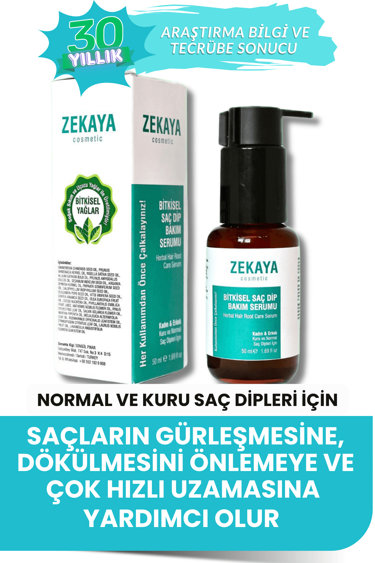Bitkisel Saç Gürleştirici Ve Yoğunlaştırıcı, Saç Uzatmaya Yardımcı, Dökülme Önleyici, Bakım Serumu
