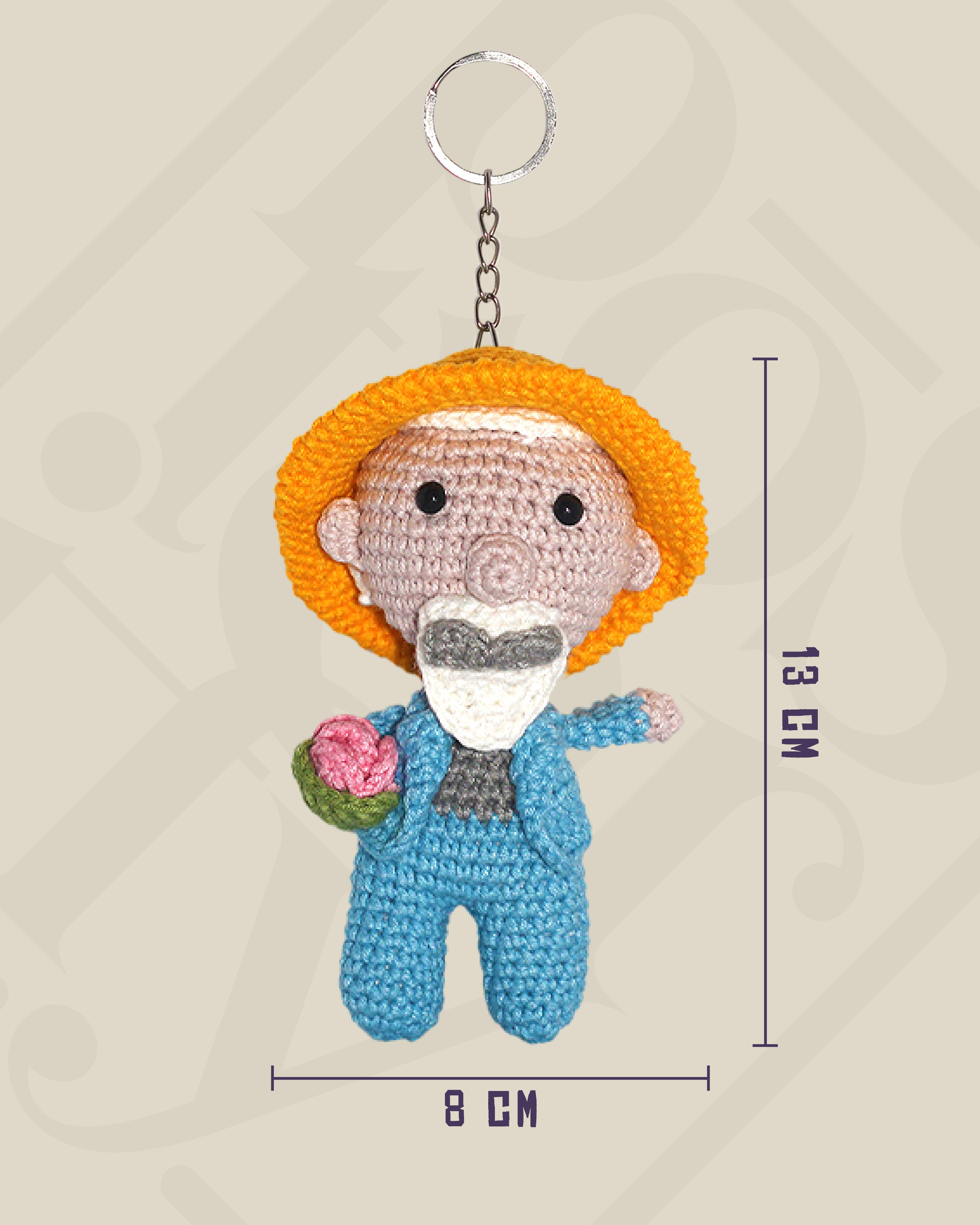 Claude Monet Amigurumi Anahtarlık 13 cm - El Yapımı Sanatsal Örgü Çanta Aksesuarı