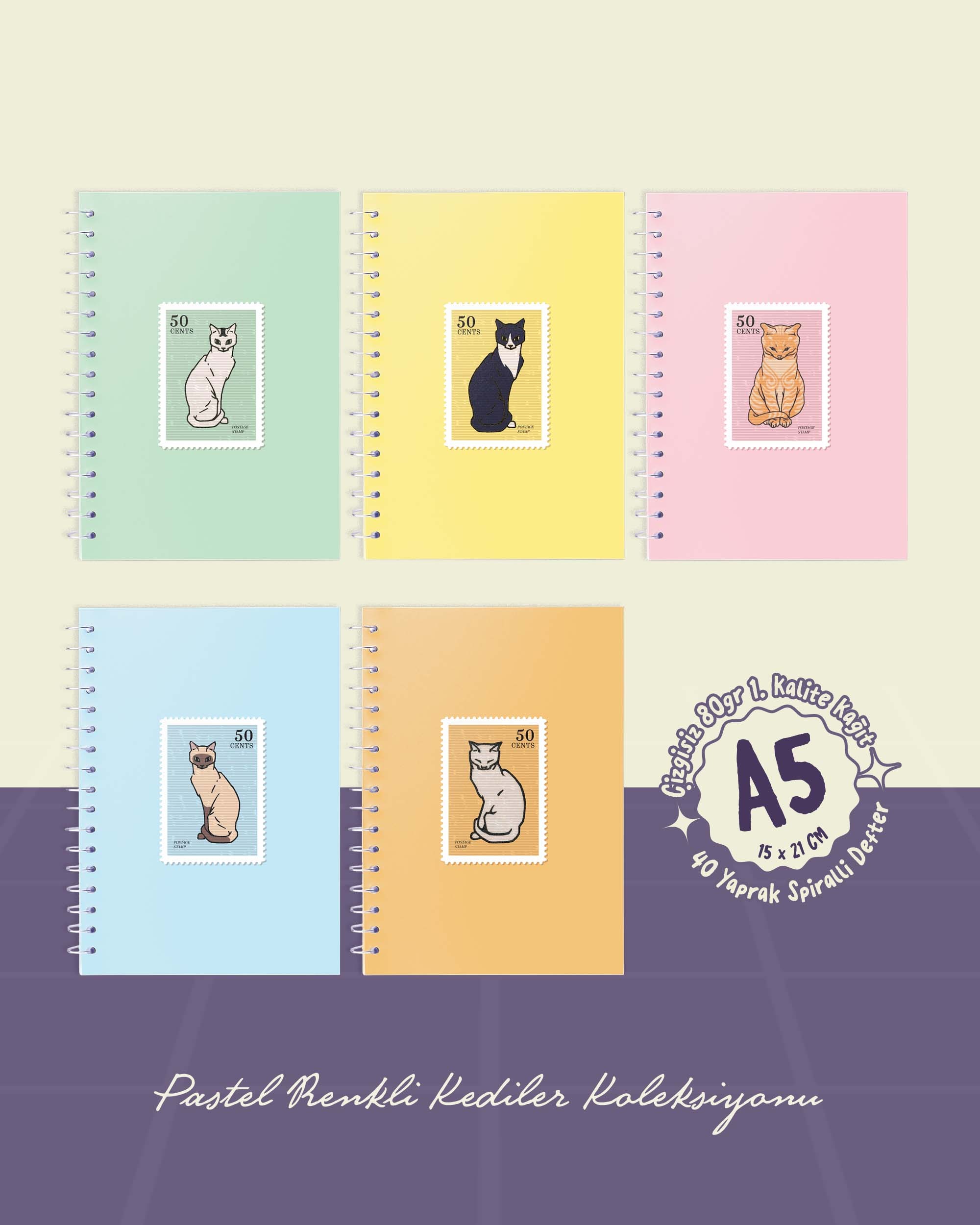 Kendi 5’li Defter Setini Oluştur - A5 Spiralli Defterlerden Özgürce Seçim Yap - 15x21 cm