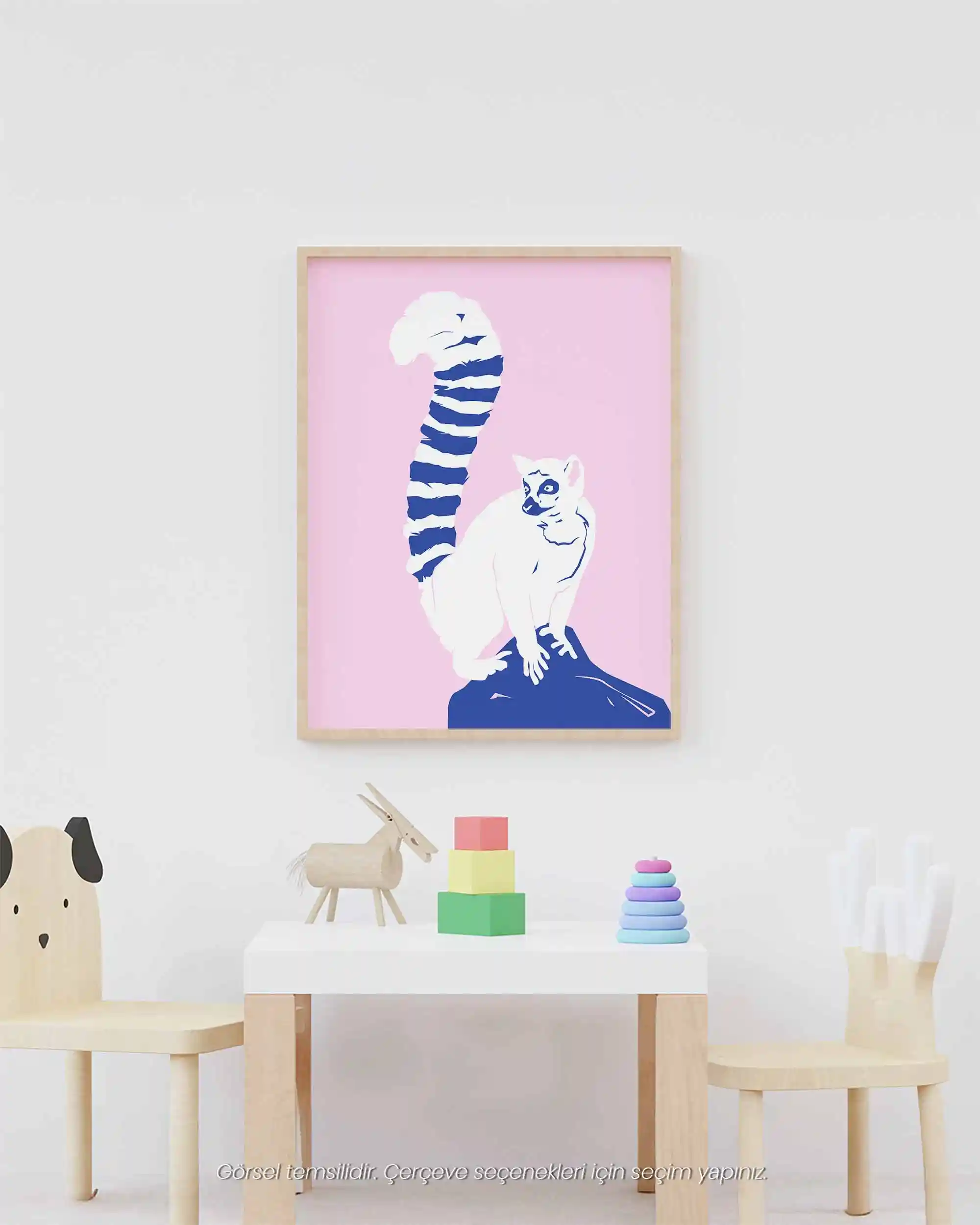 Lemur - Minimal ve Renkli Çocuk Odası Poster