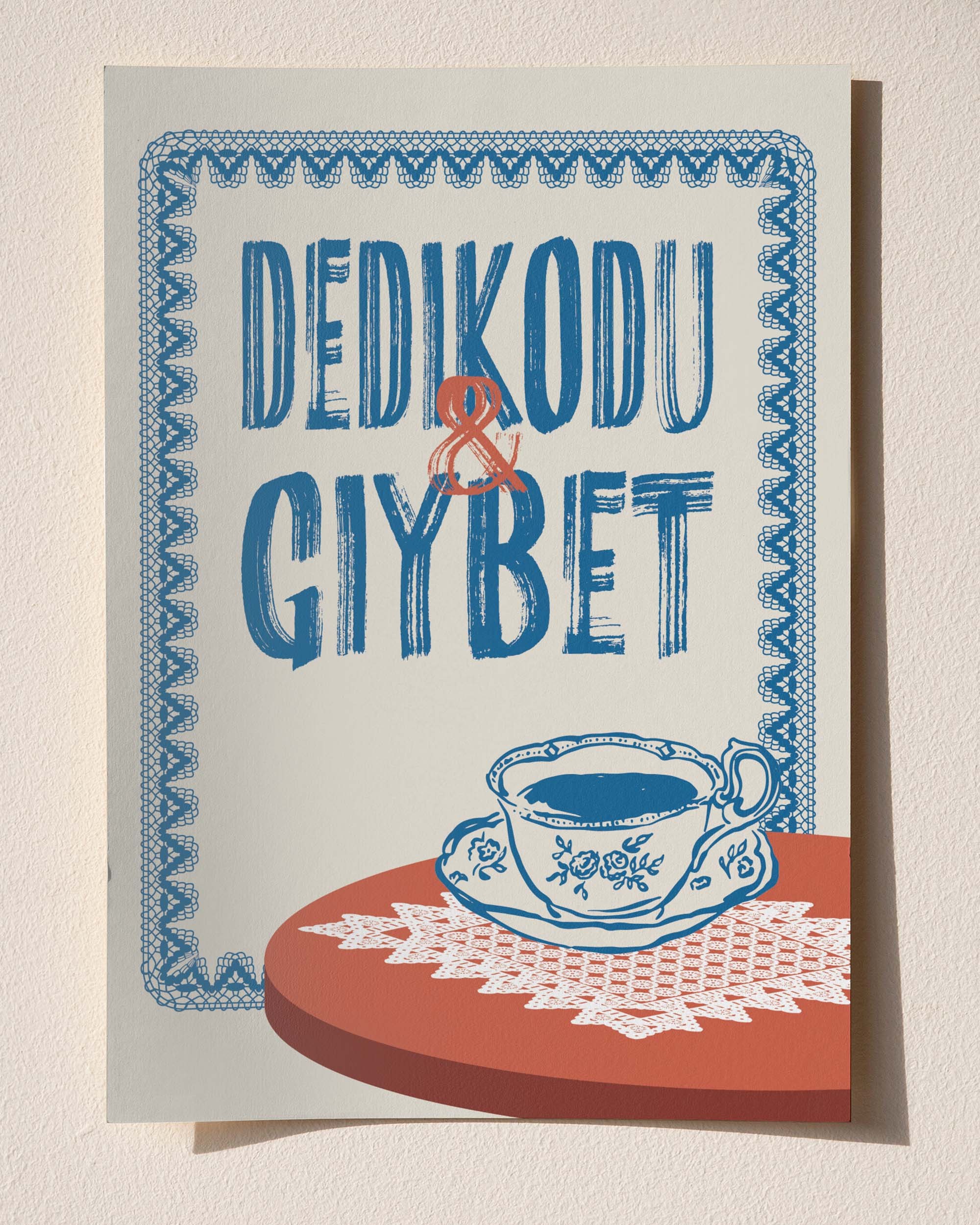 Dedikodu & Gıybet - Türk Kahvesi Temalı Nostaljik Çerçeveli-Çerçevesiz Poster