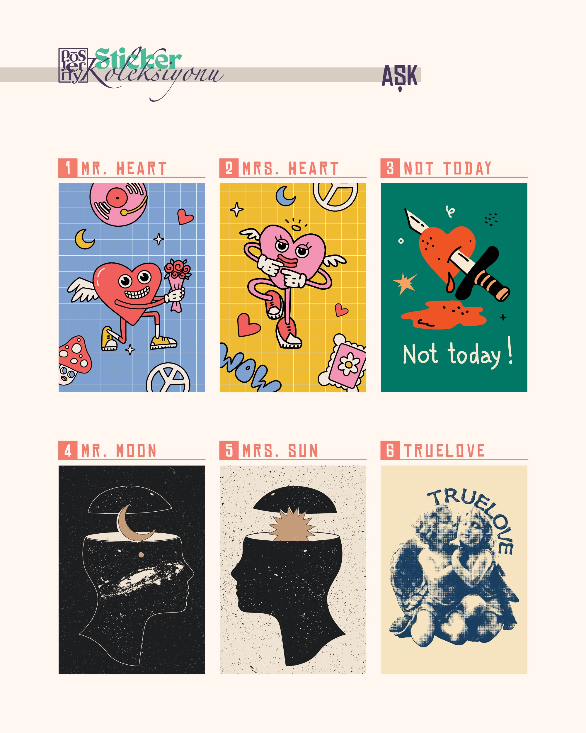 Aşk Temalı Sticker Seti 11'li - Romantik ve Eğlenceli Çıkartmalar - Laptop, Defter, Telefon İçin Dekoratif Stickerlar