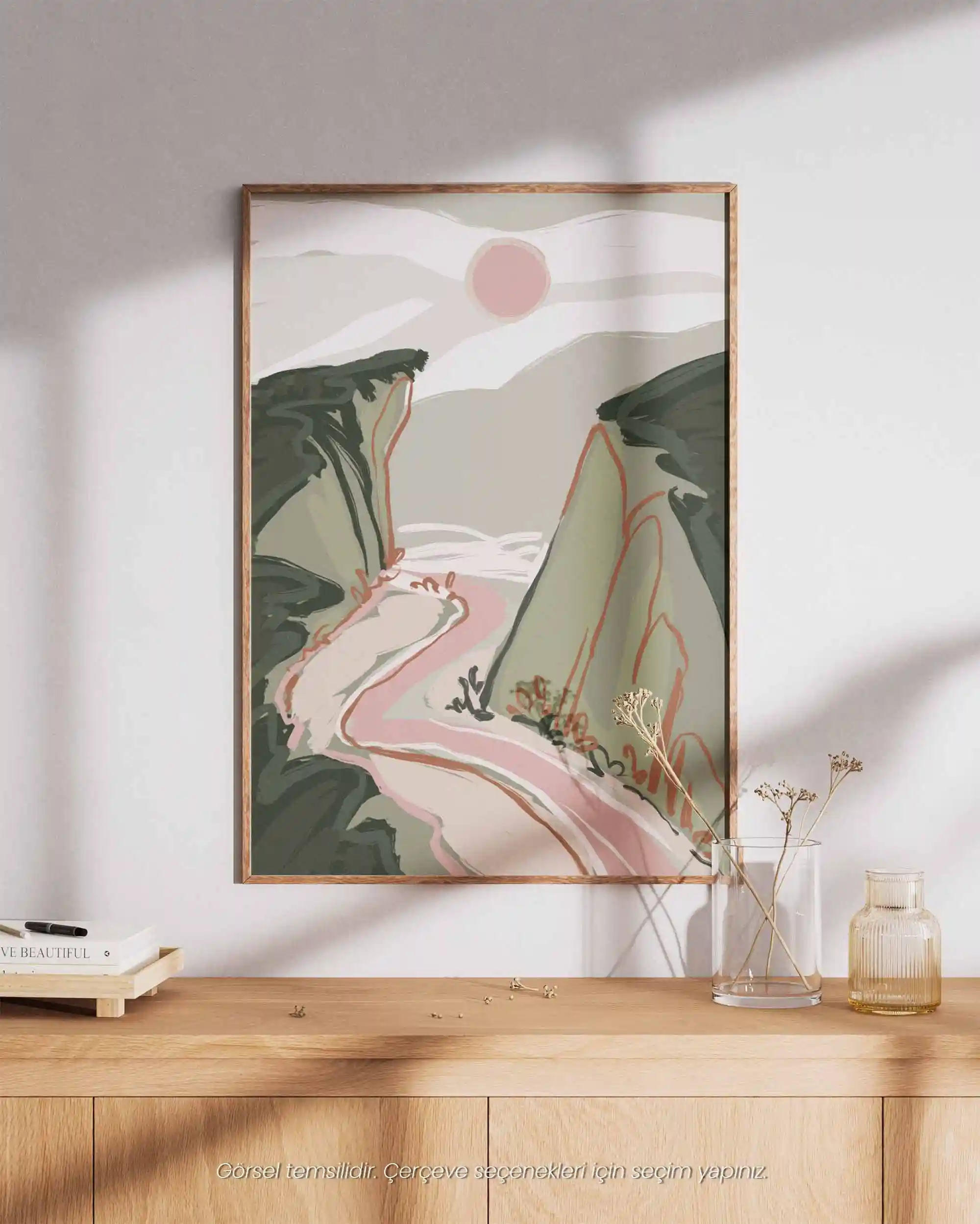 Kanyon Yolu – Flat İllüstrasyon Manzara Doğa Temalı Poster