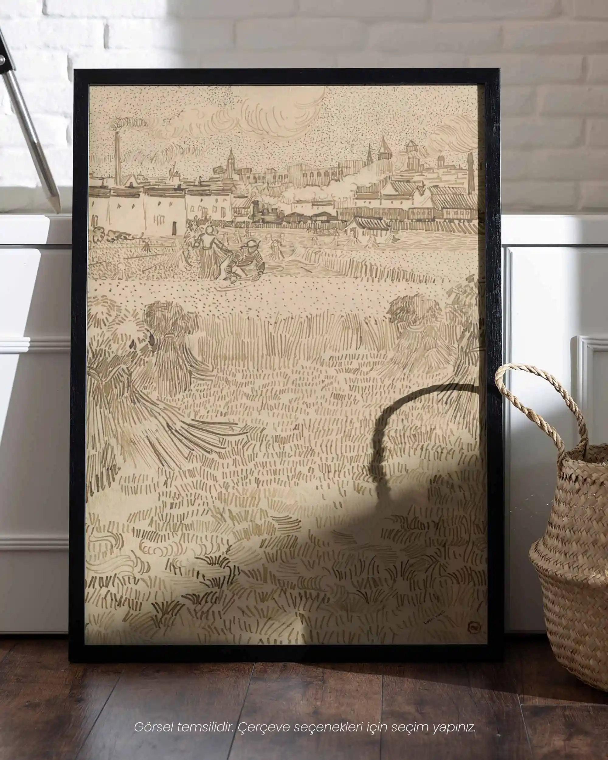 Van Gogh - Arles: Buğday Tarlasından Bir Görüntü (1888) Eskiz Sanat Tarihi Poster