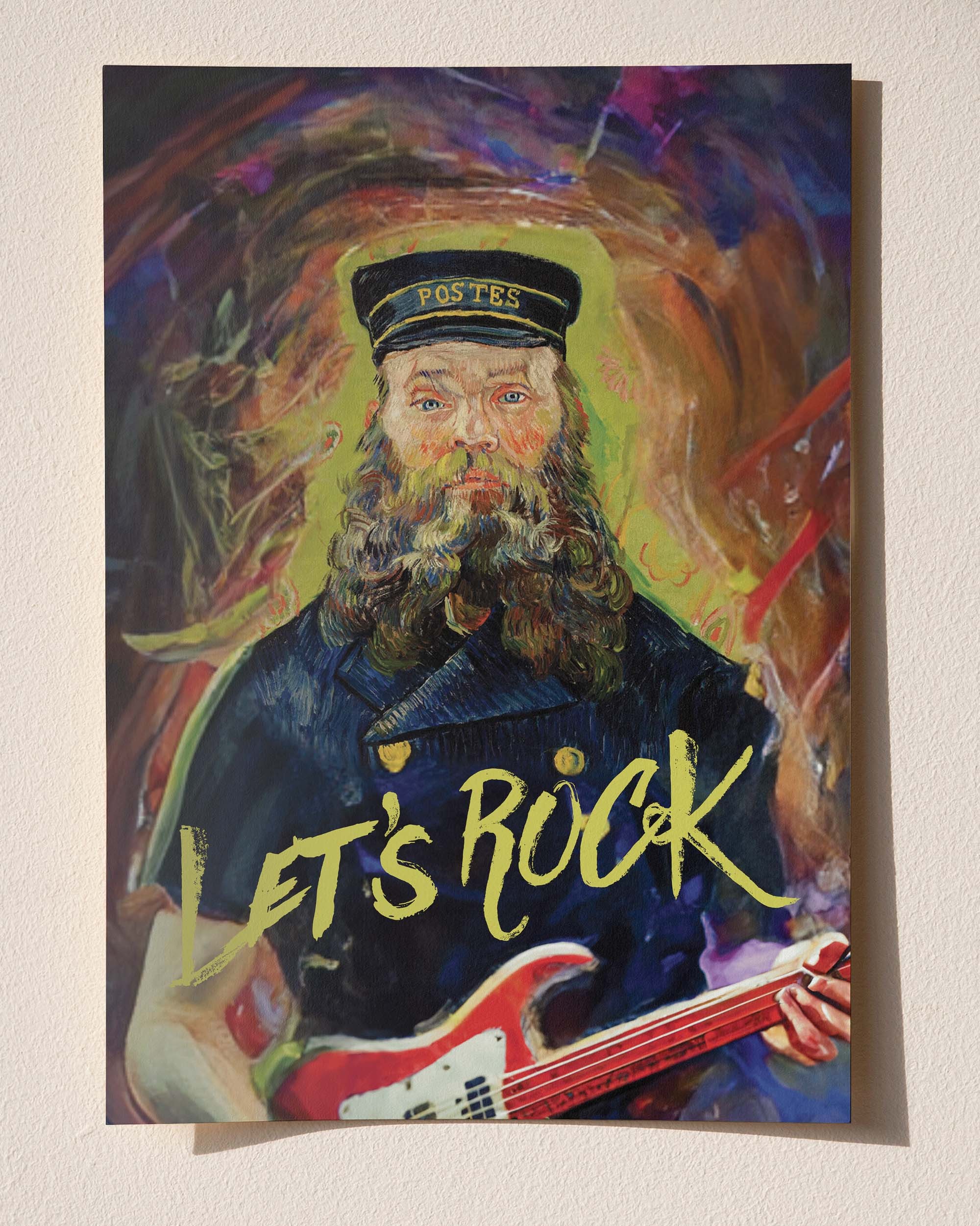 Let’s Rock - Modern Pop Art Postman by Vincent Van Gogh Çerçeveli-Çerçevesiz Poster