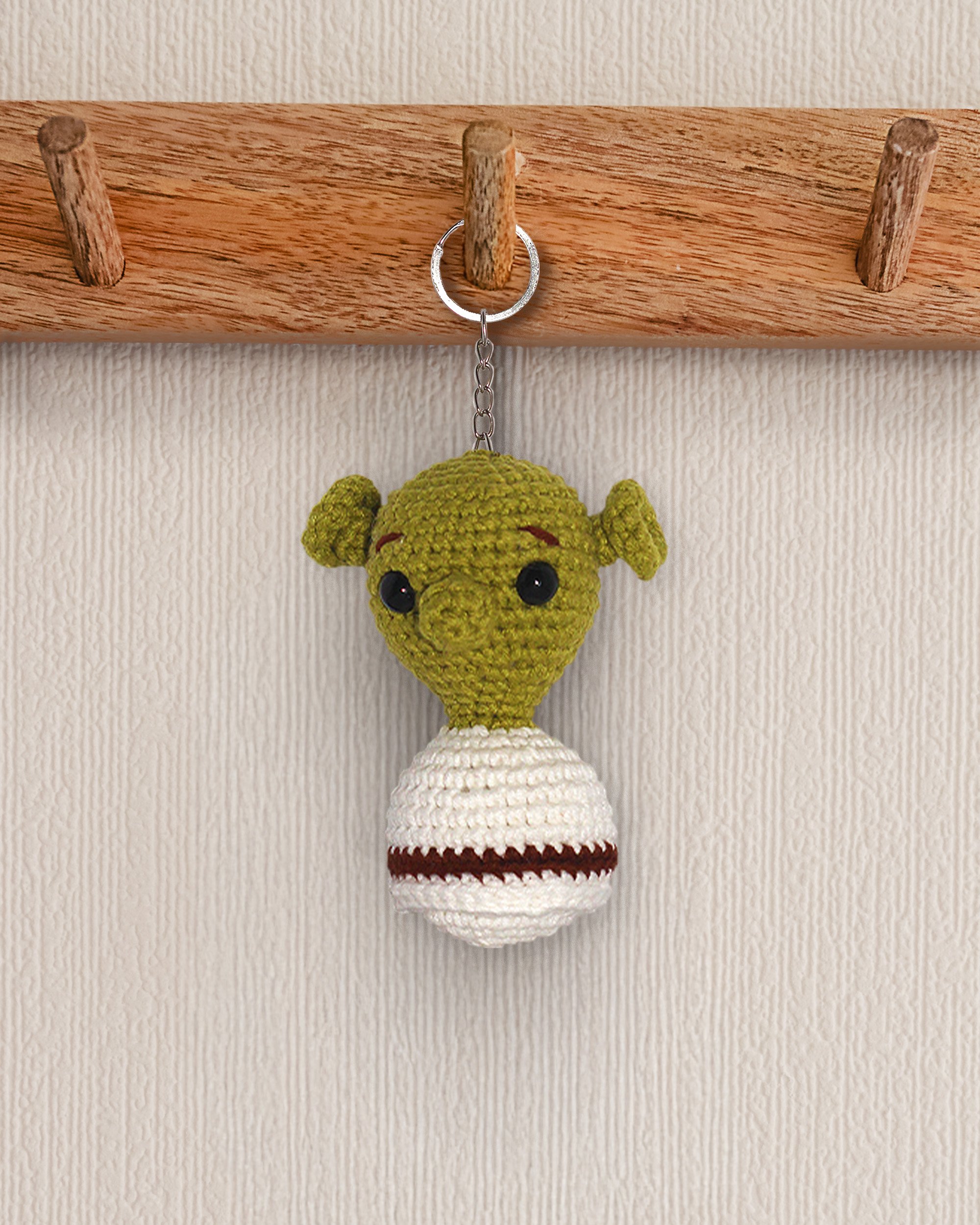 Shrek Amigurumi Büst Anahtarlık 9 cm - El Yapımı Sanatsal Örgü Çanta Aksesuarı