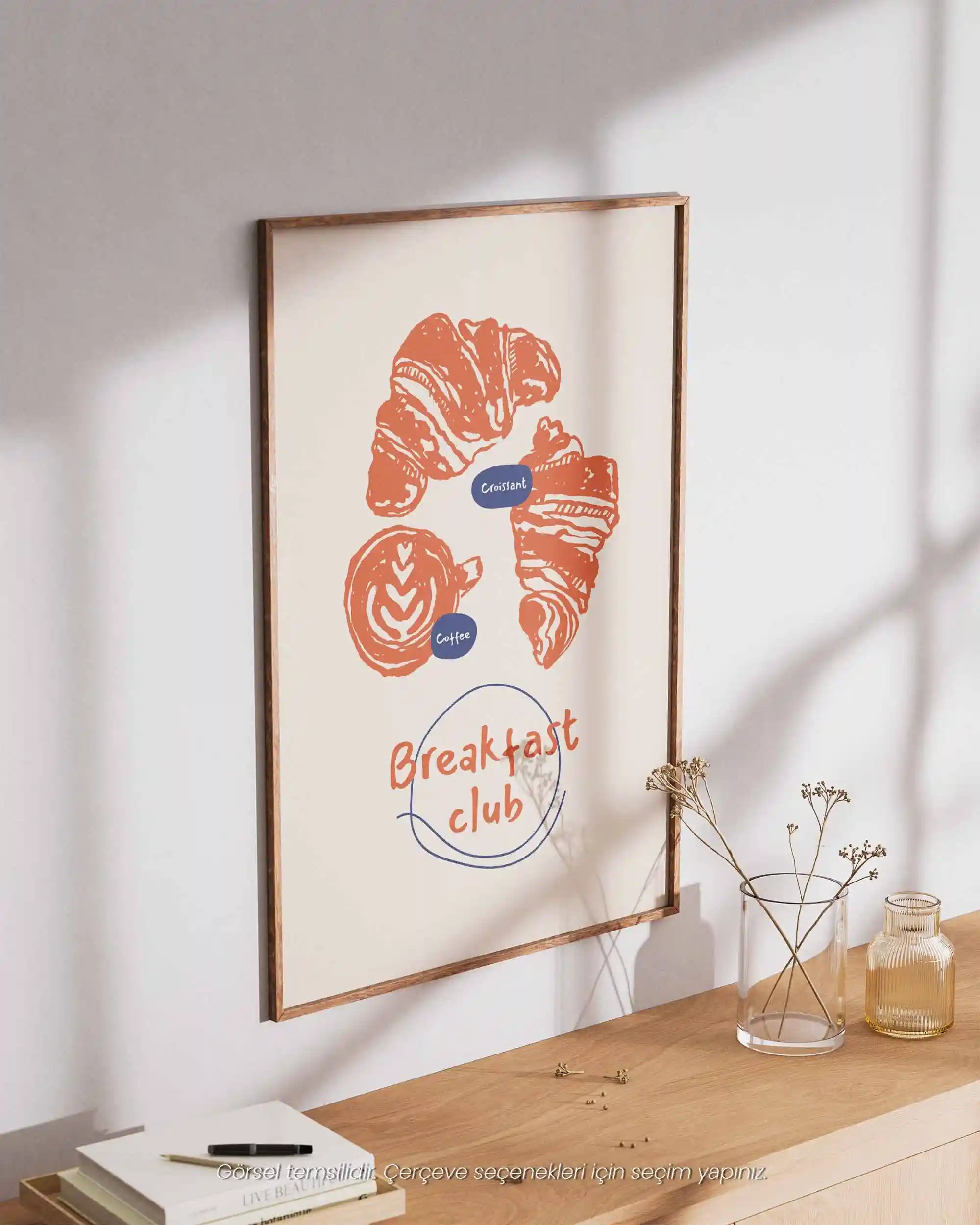 Breakfast Club – Minimal Kahve & Kruvasan Poster