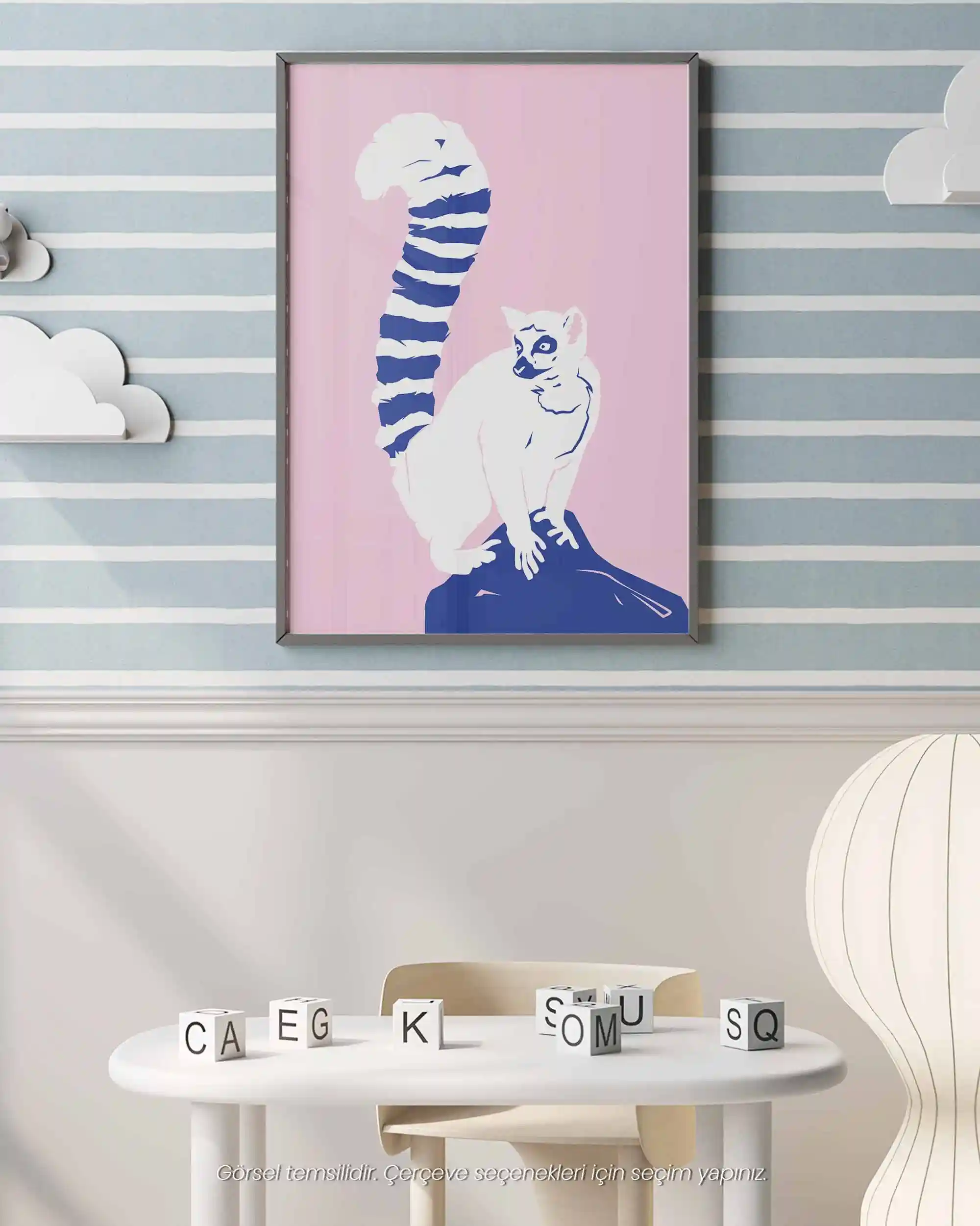 Lemur - Minimal ve Renkli Çocuk Odası Poster