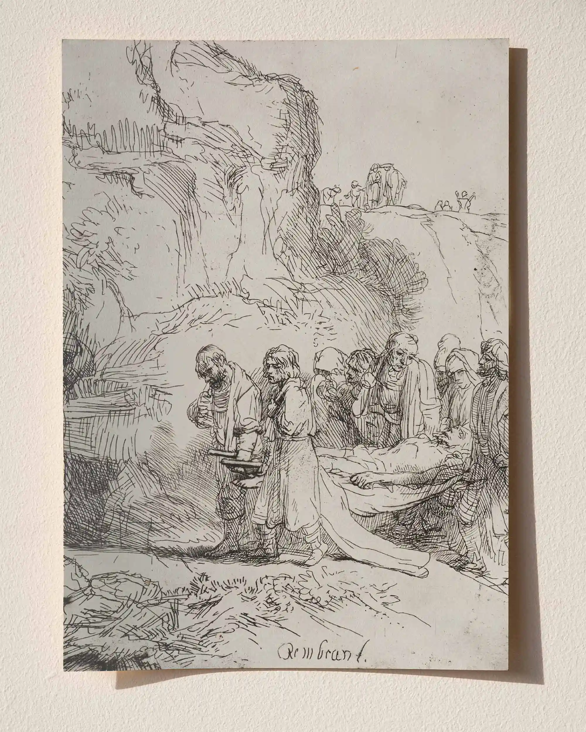Rembrandt van Rijn - Mezara Taşınan İsa (1645) Gravür Eskiz Sanat Tarihi Poster