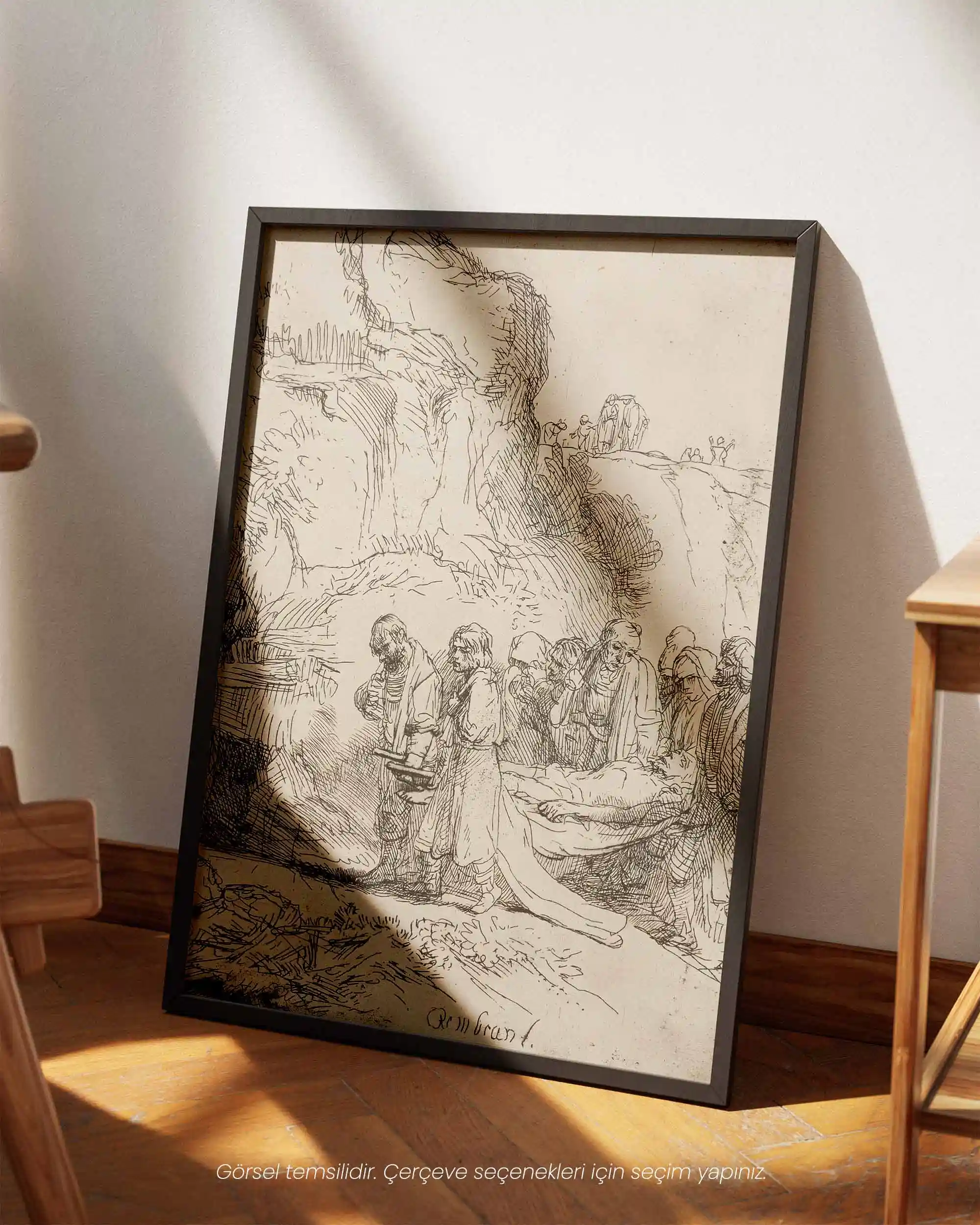 Rembrandt van Rijn - Mezara Taşınan İsa (1645) Gravür Eskiz Sanat Tarihi Poster