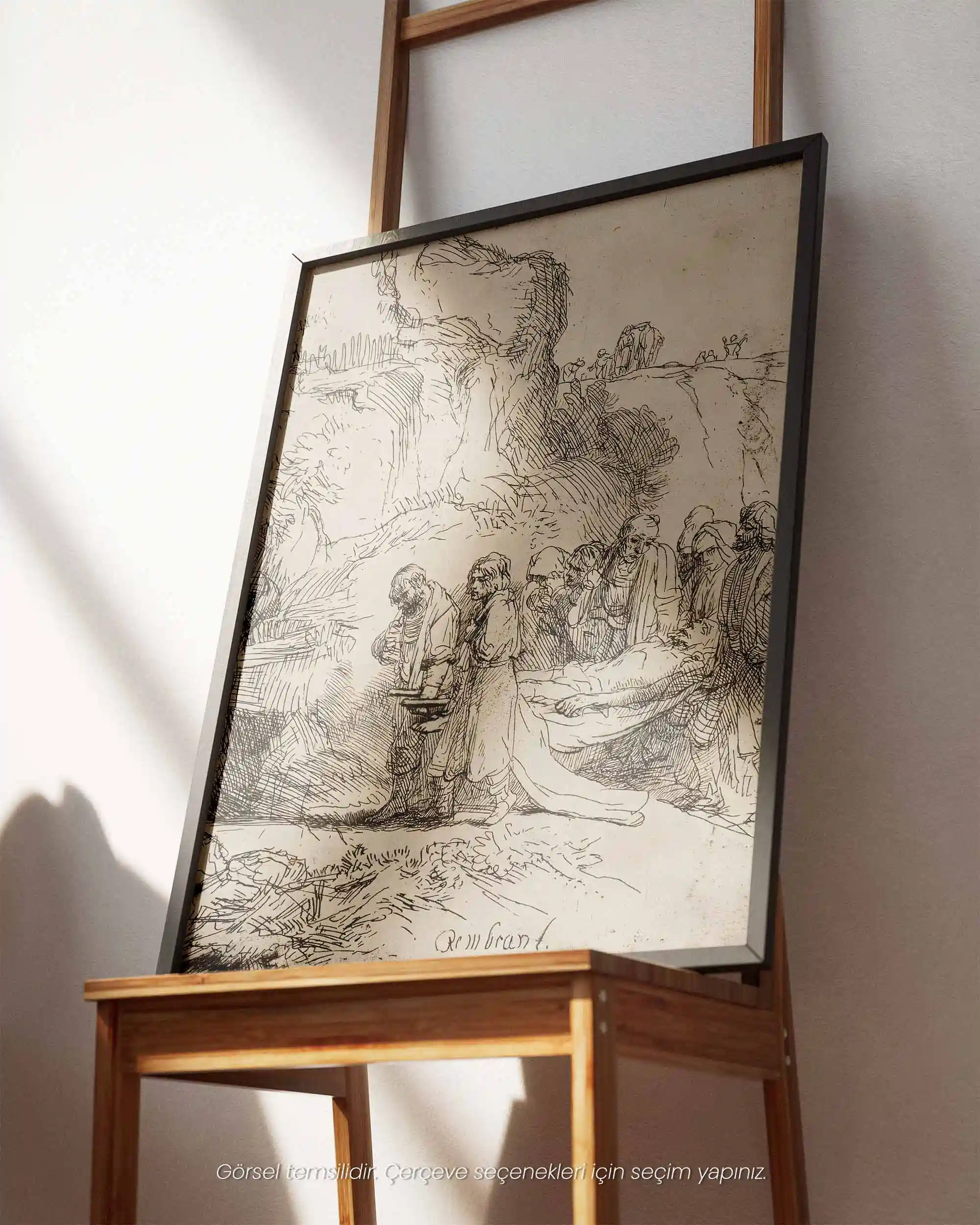 Rembrandt van Rijn - Mezara Taşınan İsa (1645) Gravür Eskiz Sanat Tarihi Poster