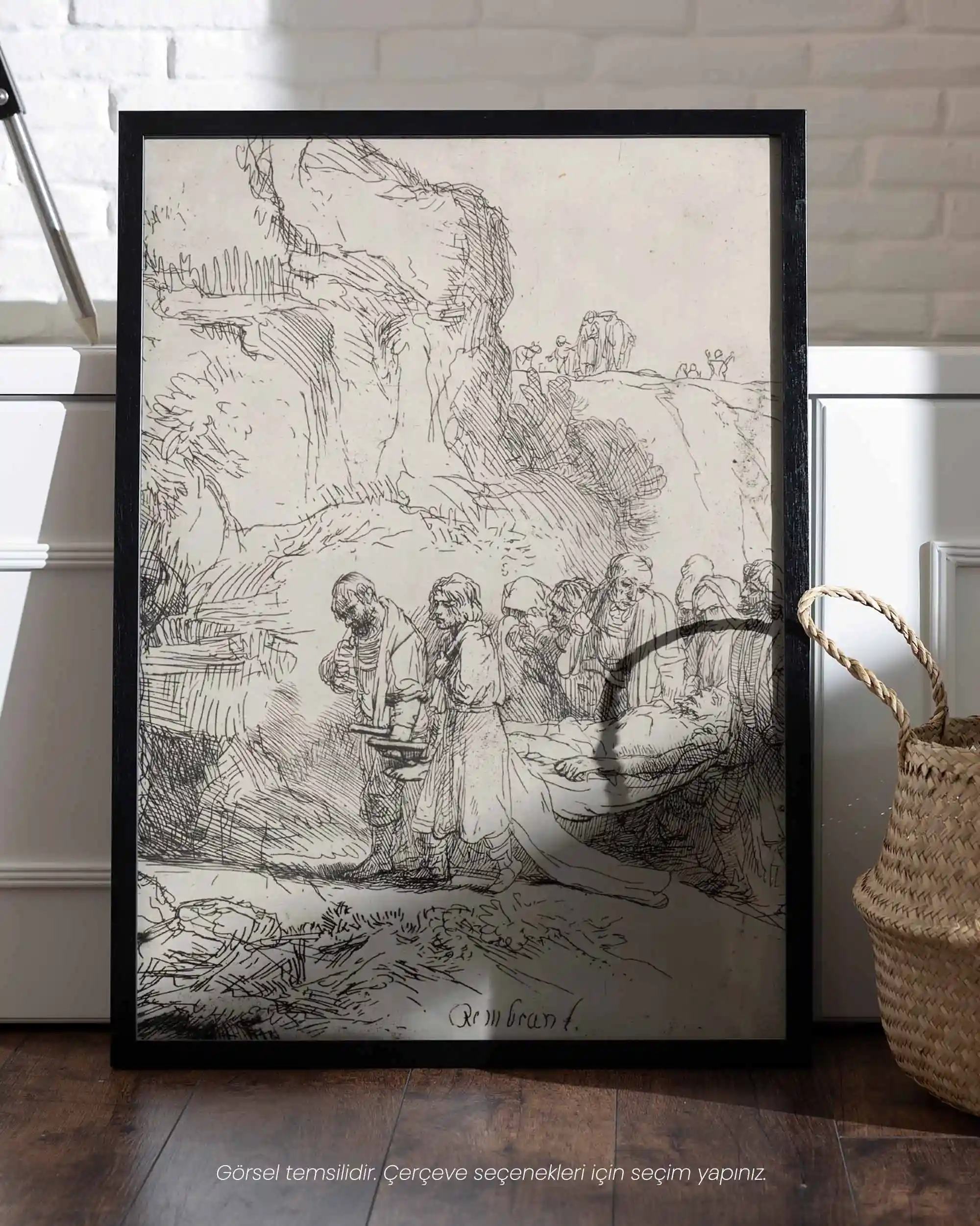 Rembrandt van Rijn - Mezara Taşınan İsa (1645) Gravür Eskiz Sanat Tarihi Poster