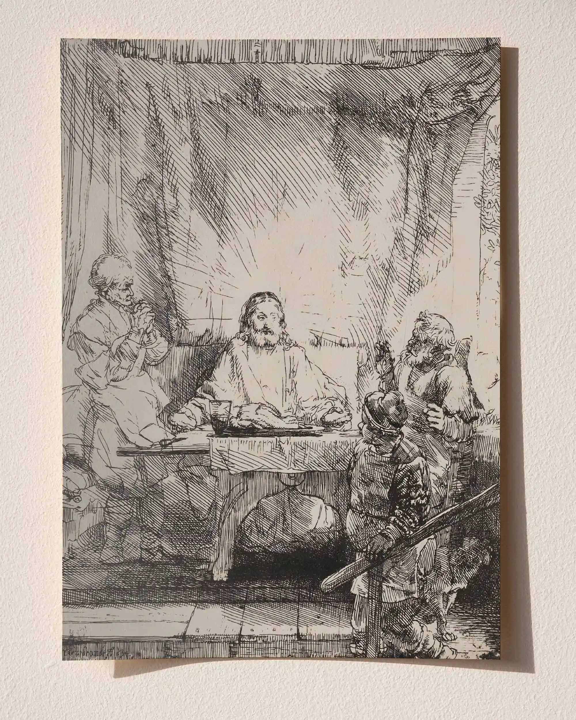 Rembrandt van Rijn - Emmaus'ta İsa (1654) Gravür Eskiz Sanat Tarihi Poster