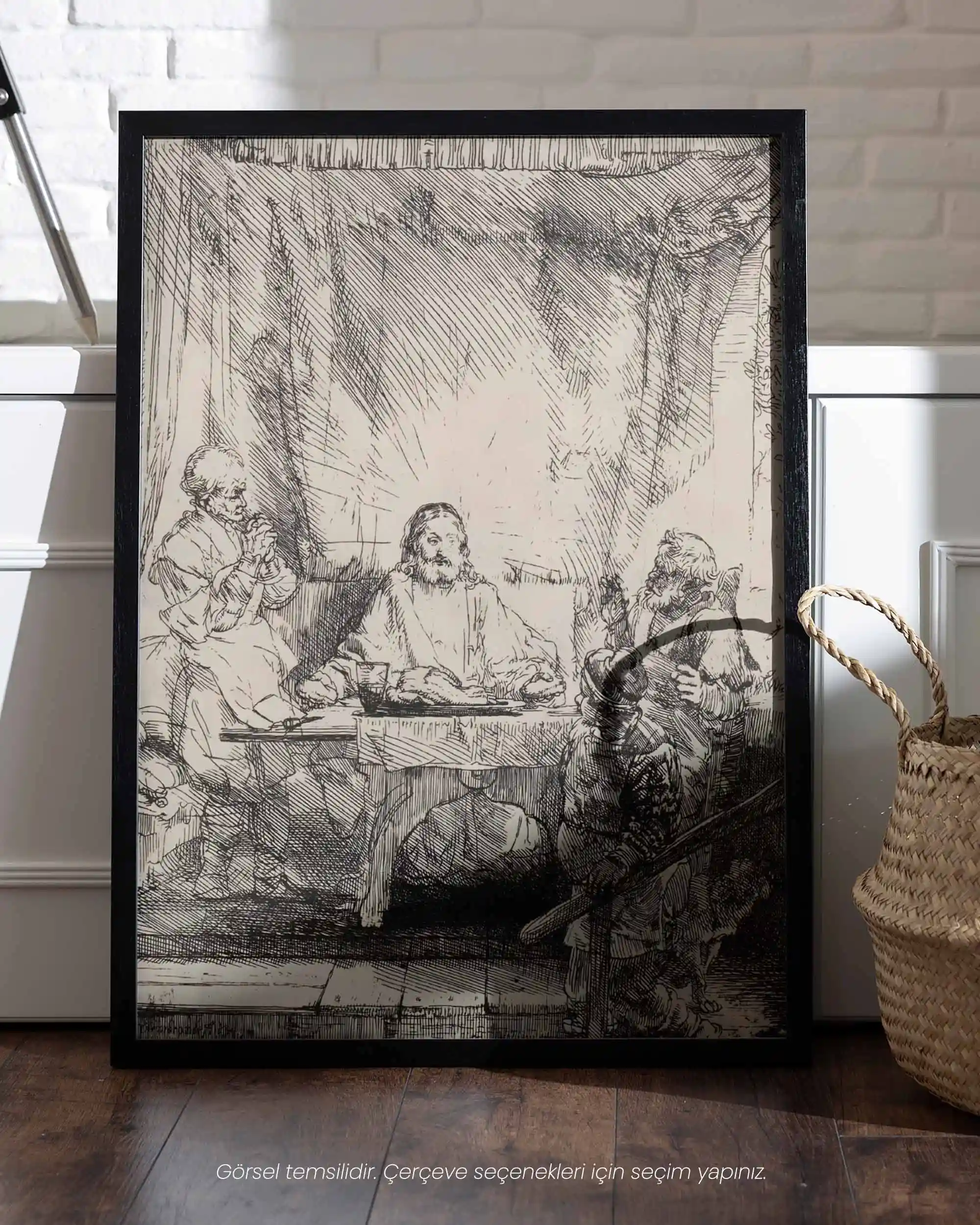 Rembrandt van Rijn - Emmaus'ta İsa (1654) Gravür Eskiz Sanat Tarihi Poster