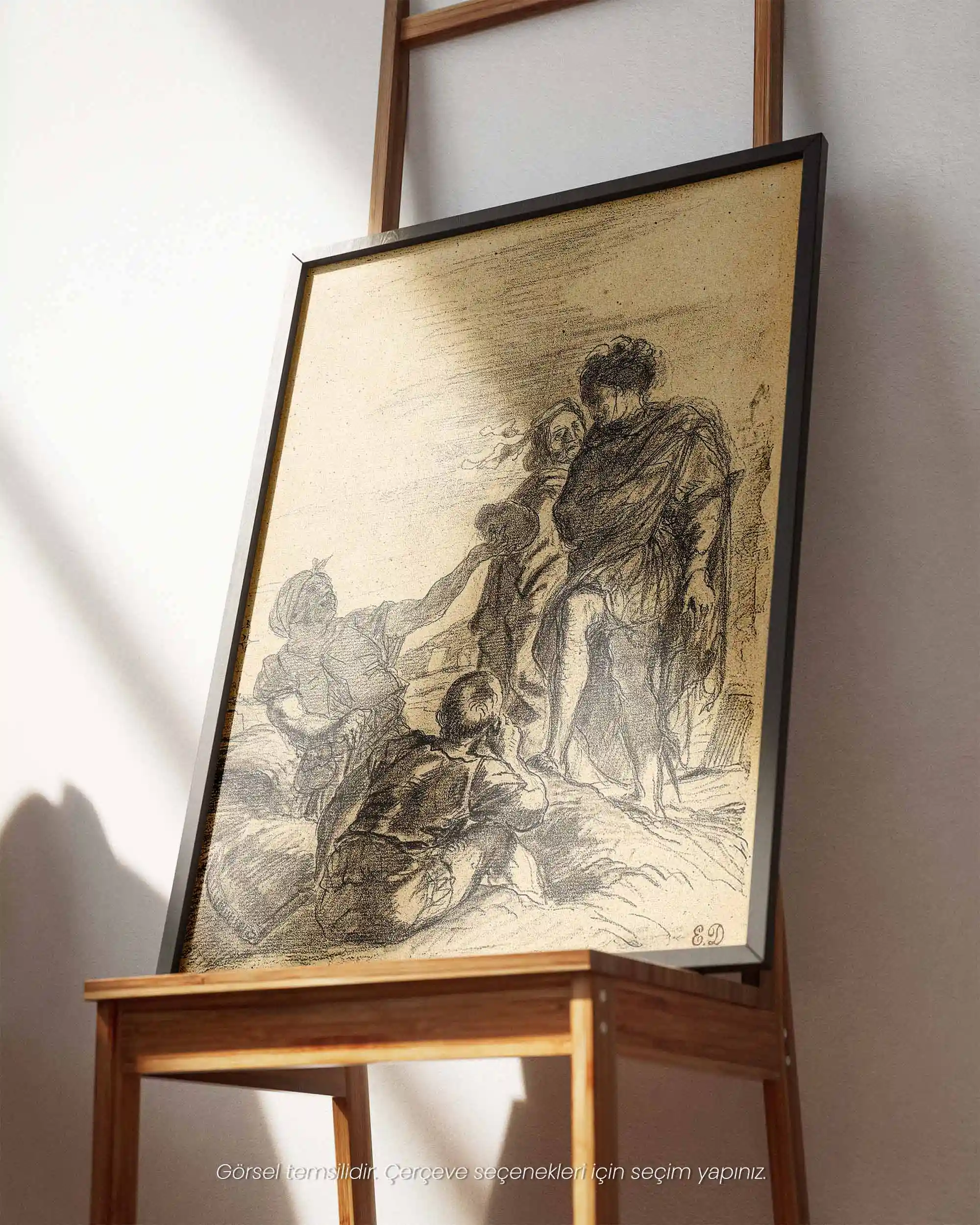 Eugene Delacroix - Hamlet ve Mezar Kazıcıları (1843) Eskiz Sanat Tarihi Poster