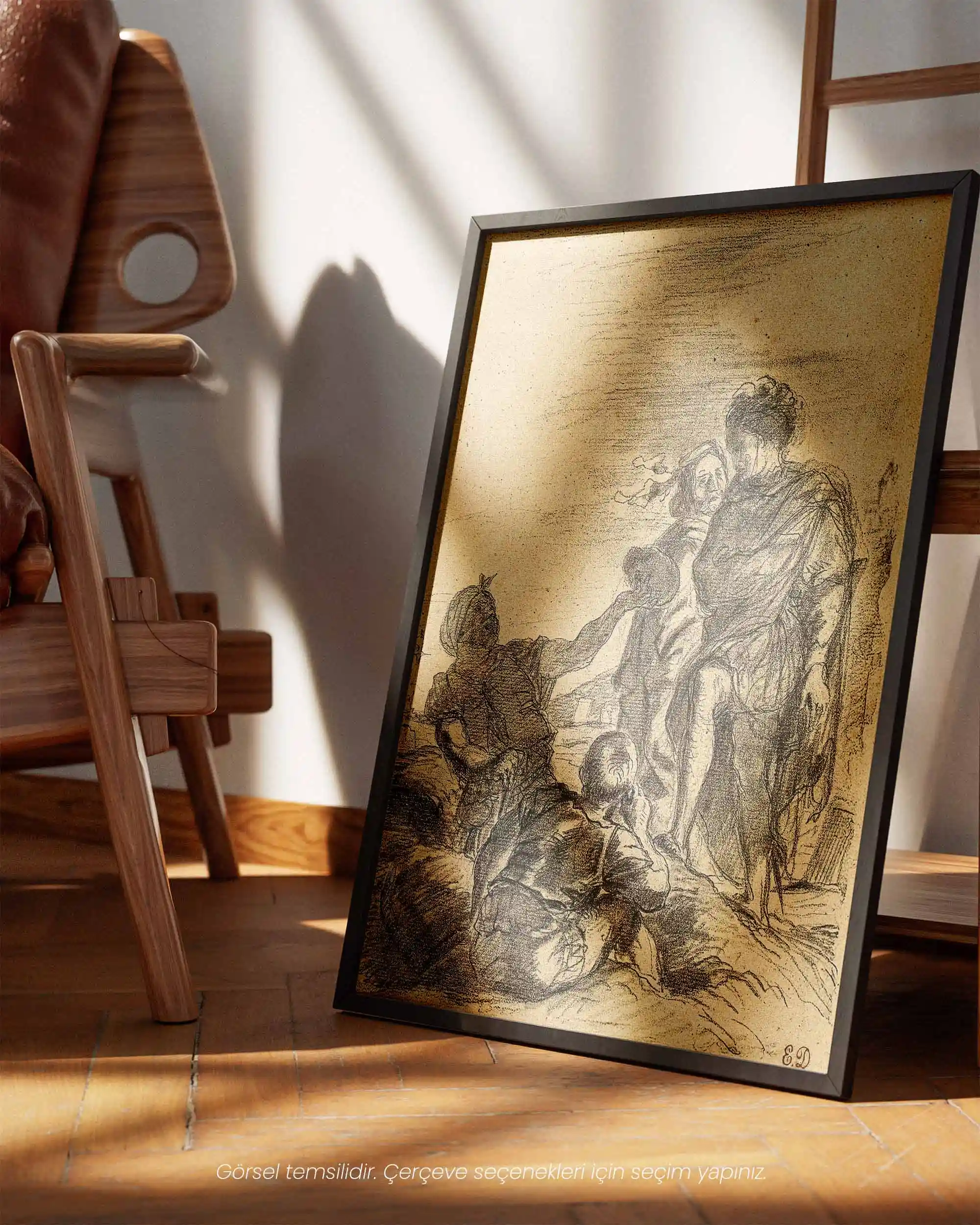 Eugene Delacroix - Hamlet ve Mezar Kazıcıları (1843) Eskiz Sanat Tarihi Poster