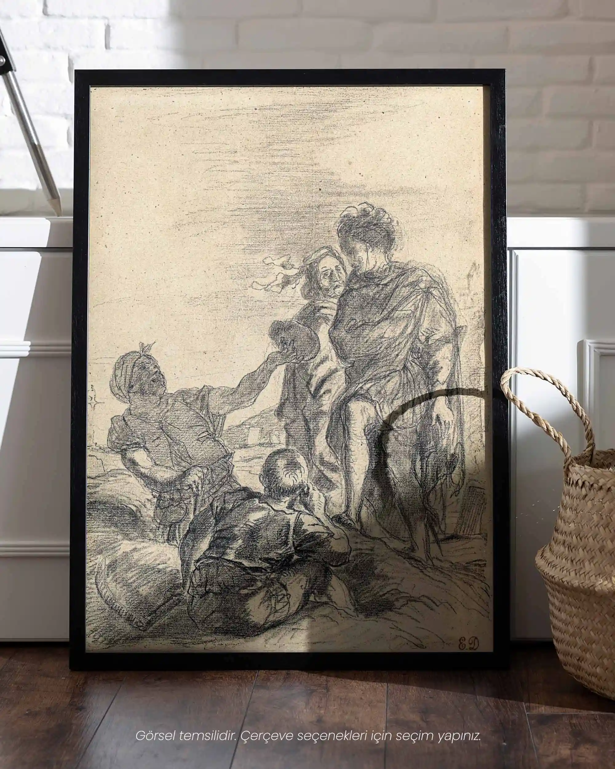 Eugene Delacroix - Hamlet ve Mezar Kazıcıları (1843) Eskiz Sanat Tarihi Poster