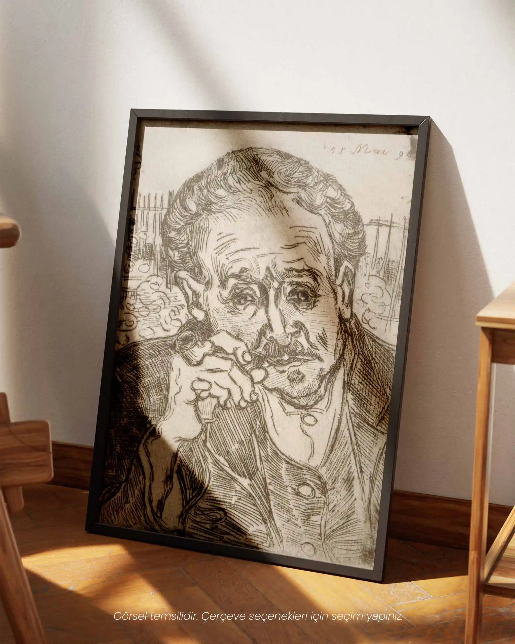 Van Gogh - Dr. Gachet Portresi (1890) Gravür Eskiz Sanat Tarihi Poster