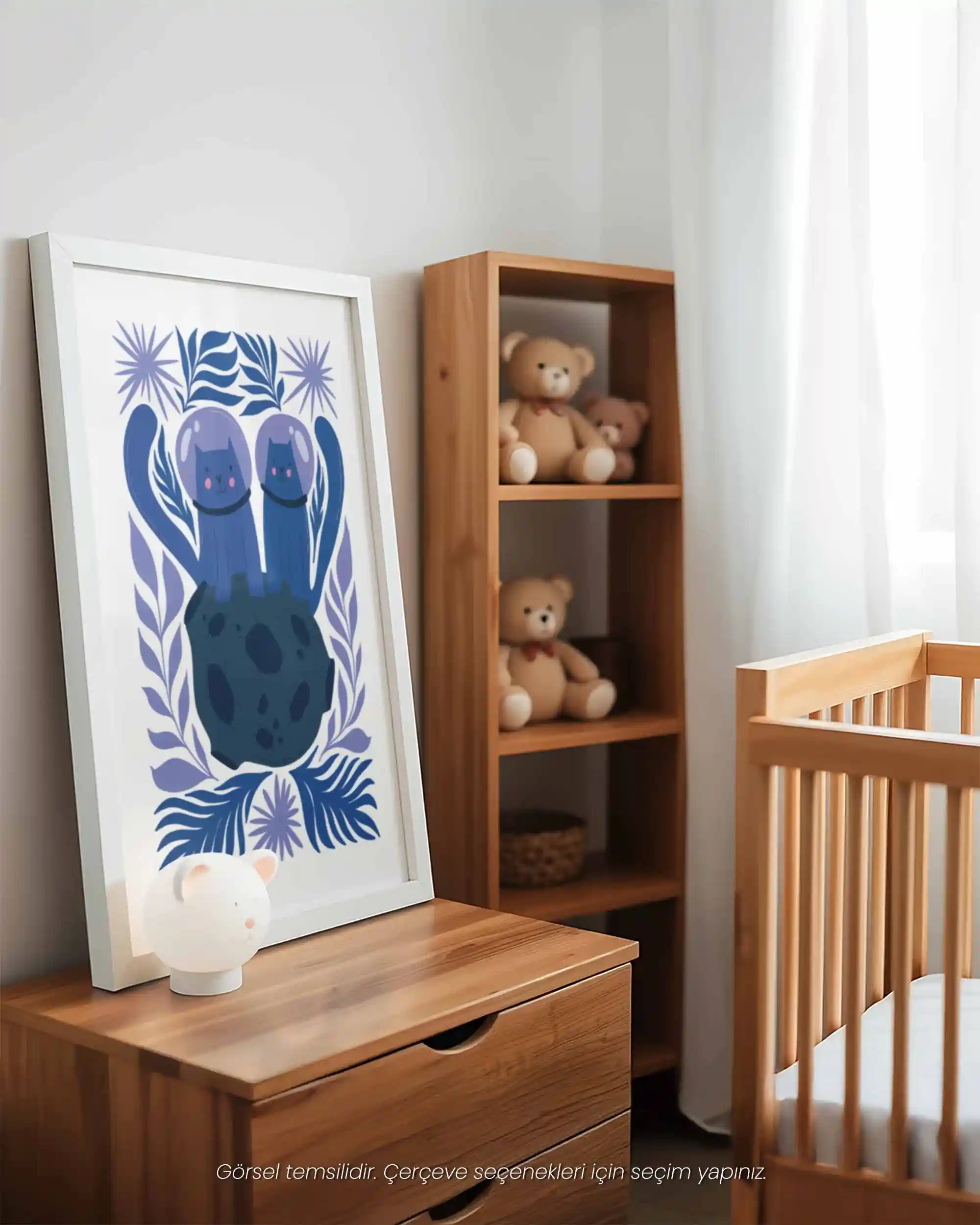 Dost Kediler Uzayda - Modern Uzay Temalı Çocuk Odası Poster