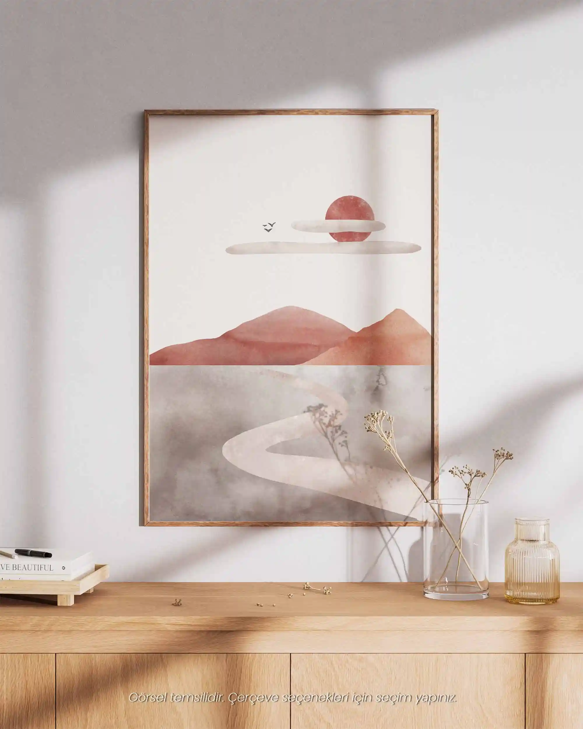 Sessiz Yol – Minimal Sulu Boya Manzara Doğa Temalı Poster